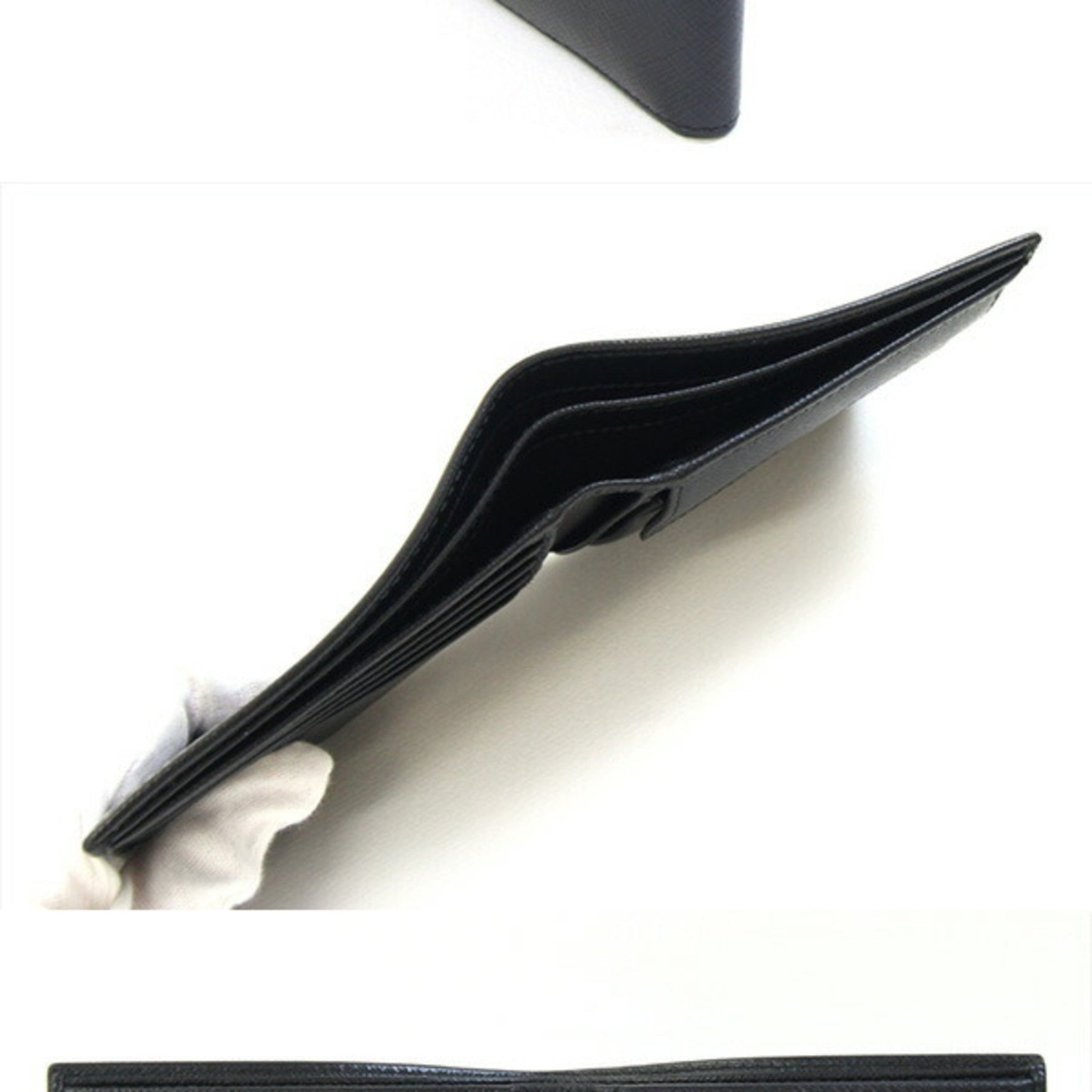 PRADA Bi-fold Wallet Black Leather