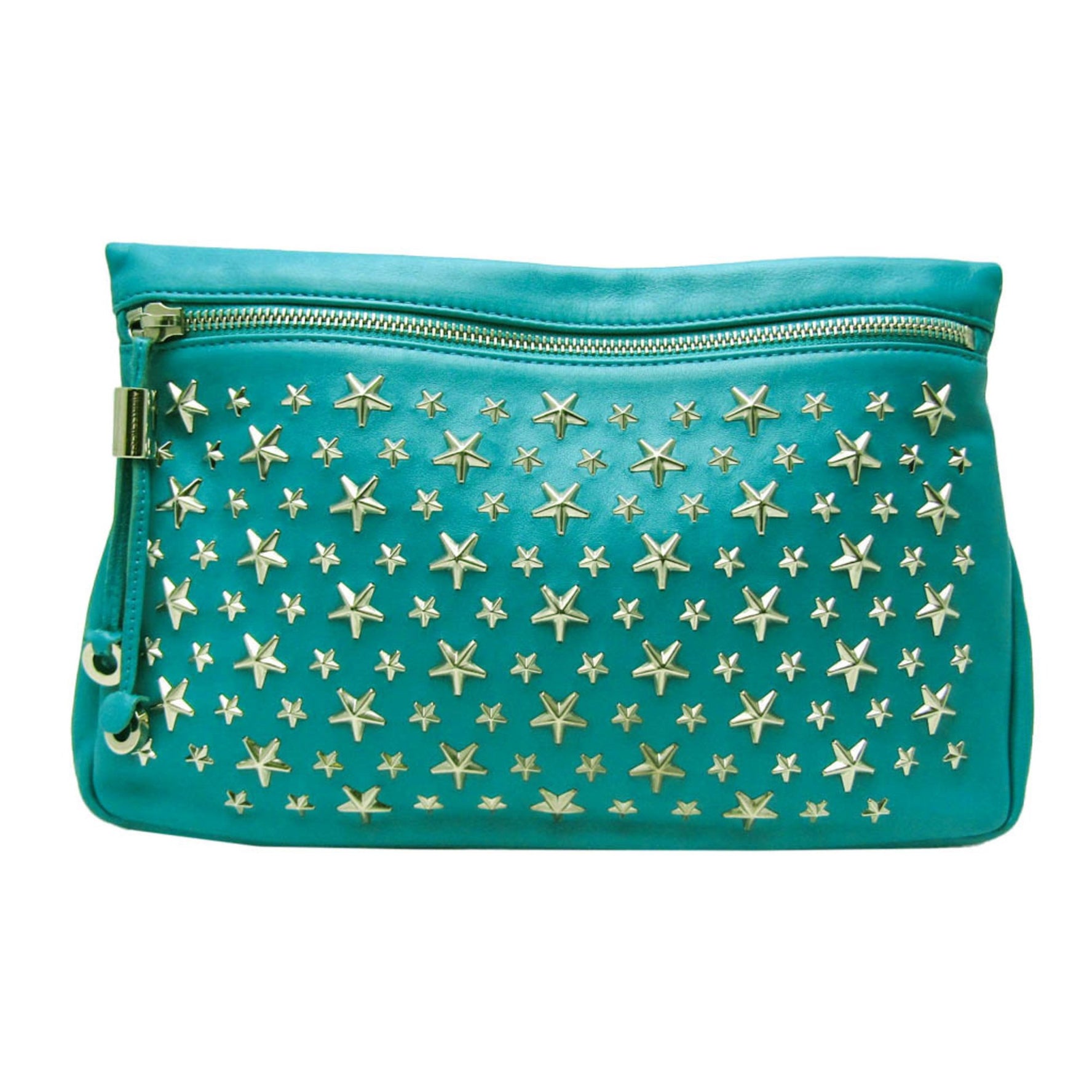 Jimmy Choo ZENA Women's Leather Studded Clutch Bag Green