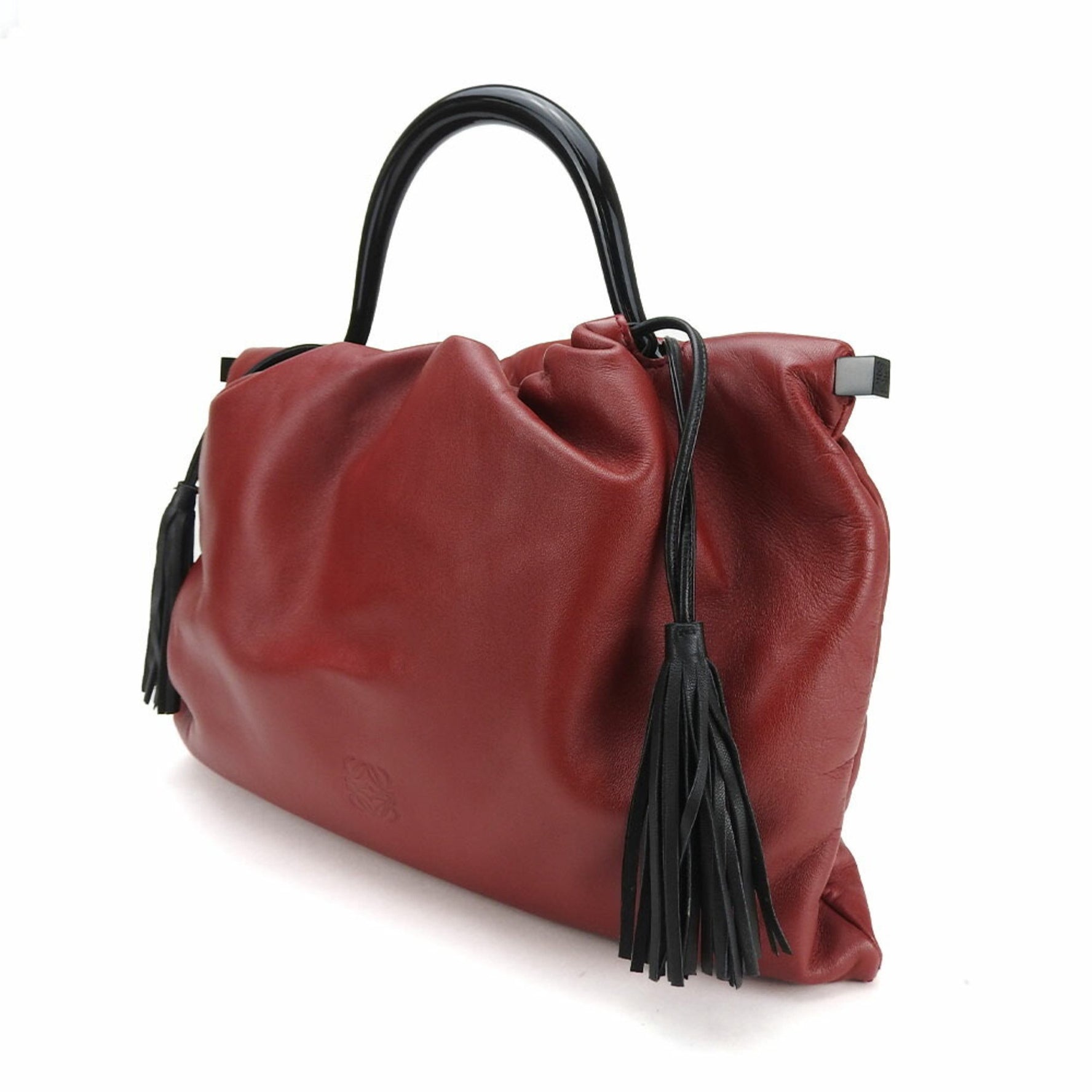 LOEWE handbag nappa leather anagram red black chic ladies hand bag