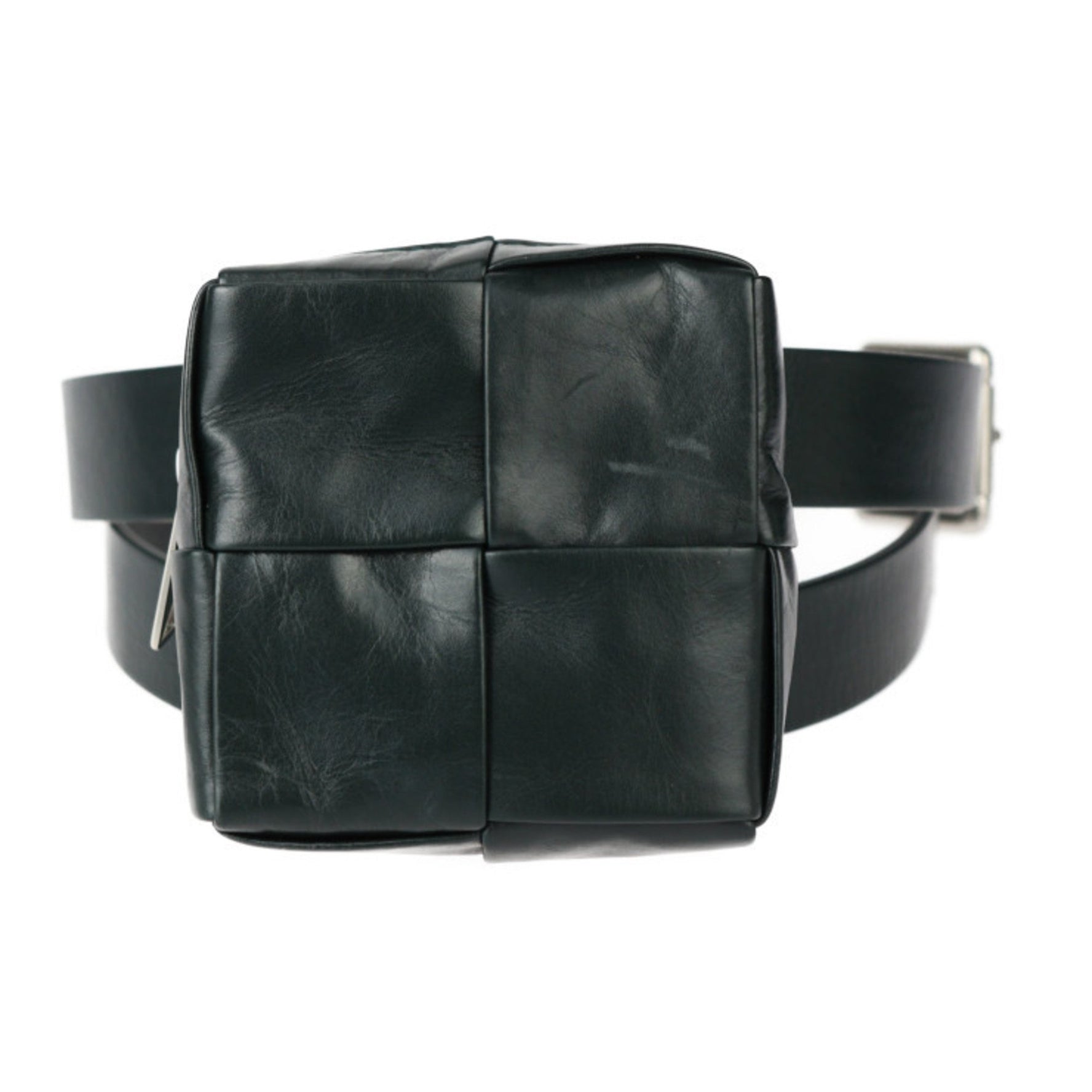 BOTTEGA VENETA Intrecciato Waist Bag Calfskin Leather Dark Green Cassette