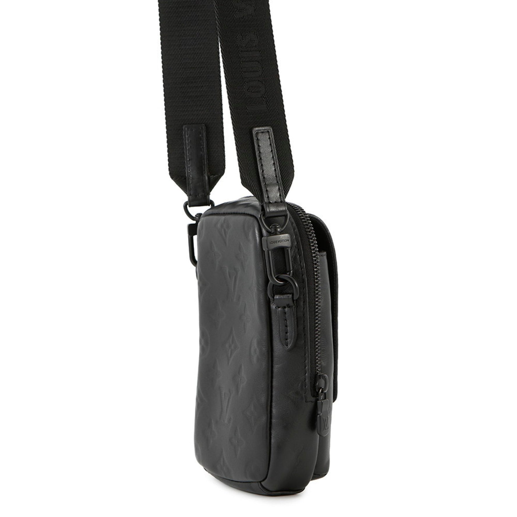 Louis Vuitton Monogram Shadow Shoulder Bag with Double Phone Pouch Black