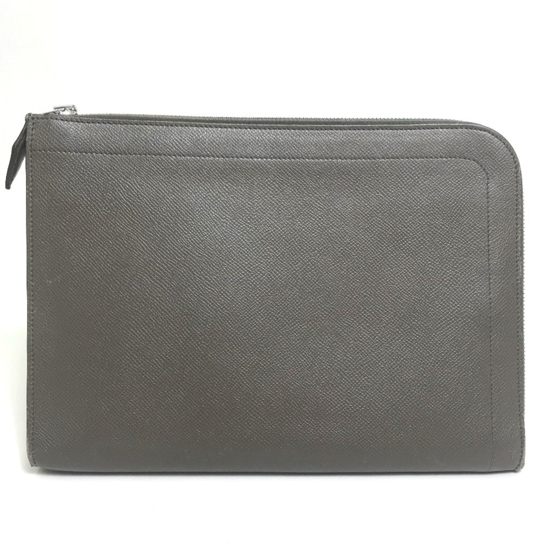 HERMES L-shaped zipper zip computer bag, clutch Epson, Etoupe, gray