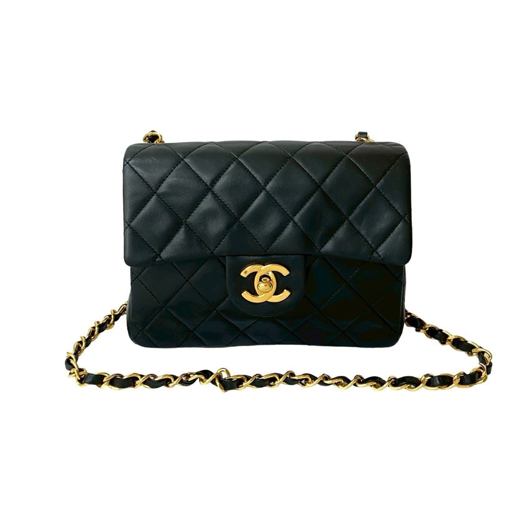 CHANEL Matelasse Coco Mark Lambskin Genuine Leather Chain Shoulder Bag 302-9