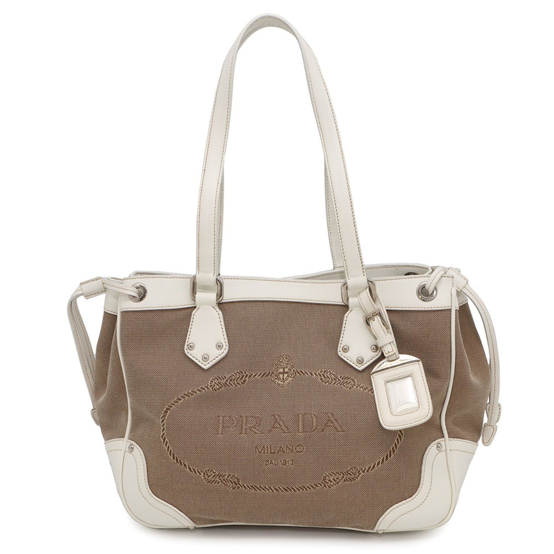 Prada handbag jacquard canvas bag