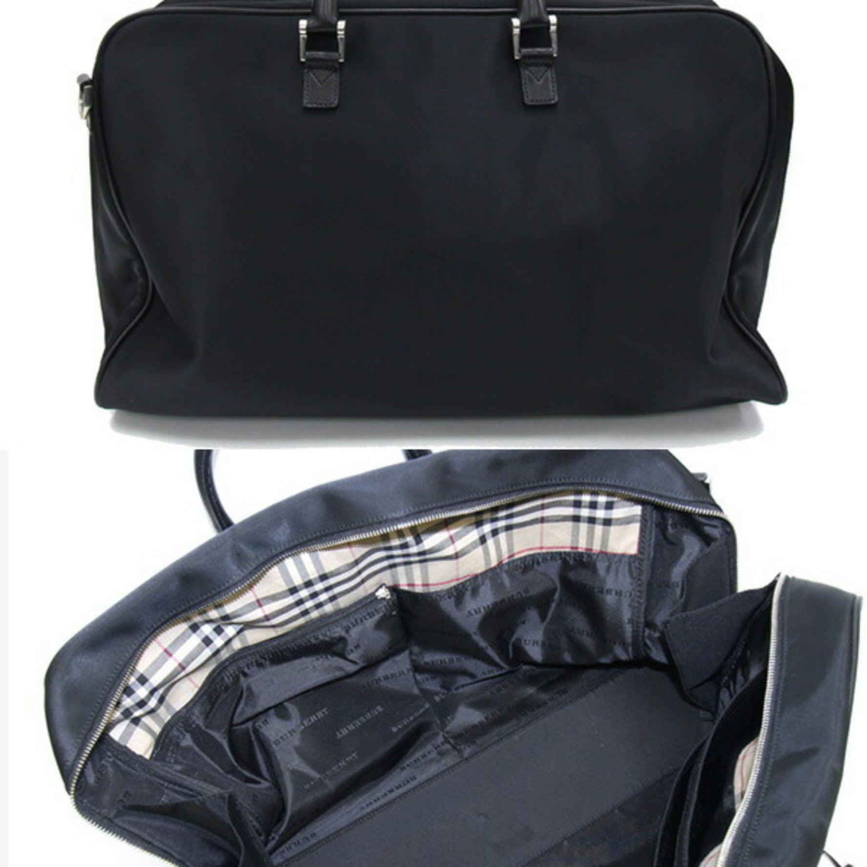 Burberry Boston Bag Nylon Leather Shoulder Nova Check