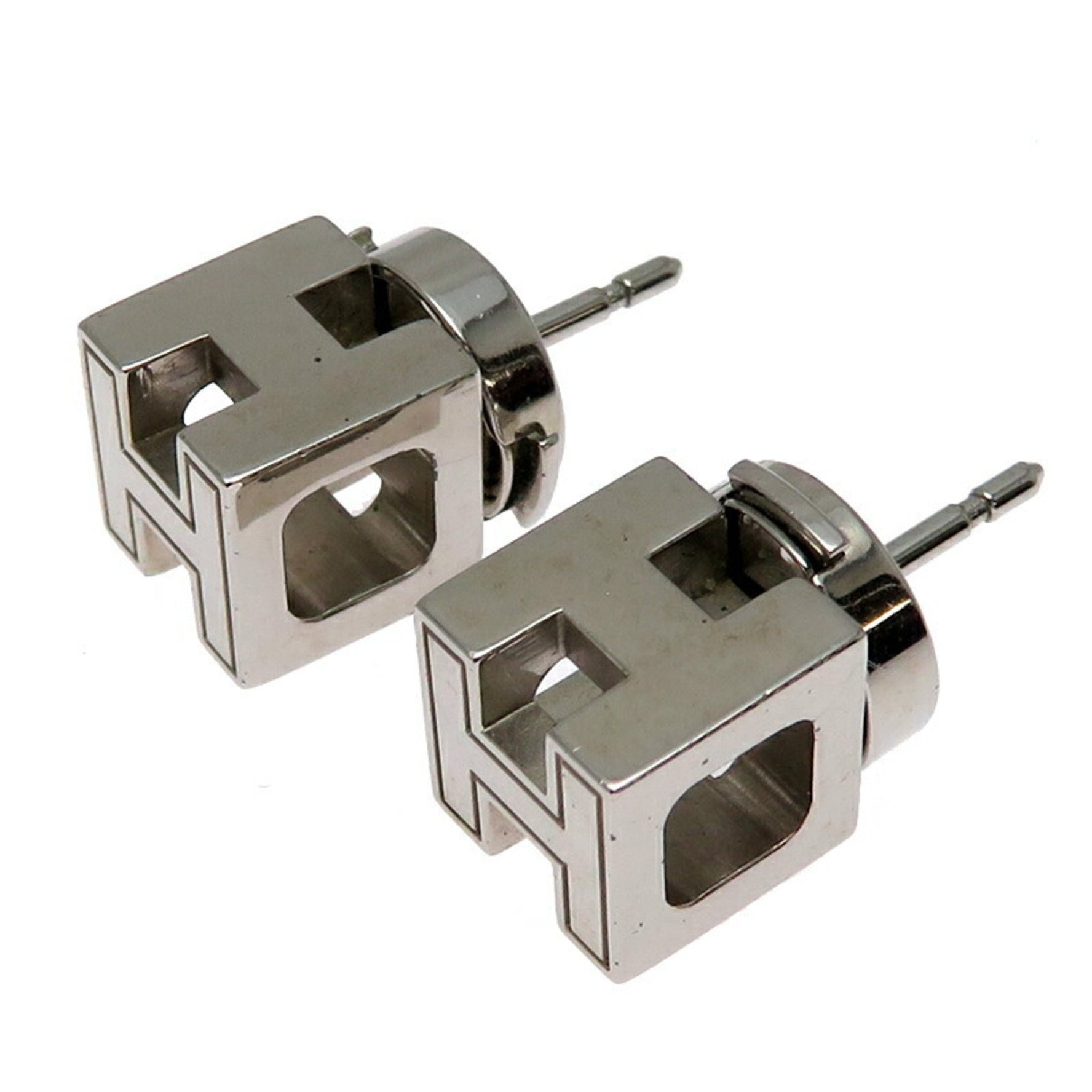 Hermes Cage de H Cube and Men's Metal Earrings