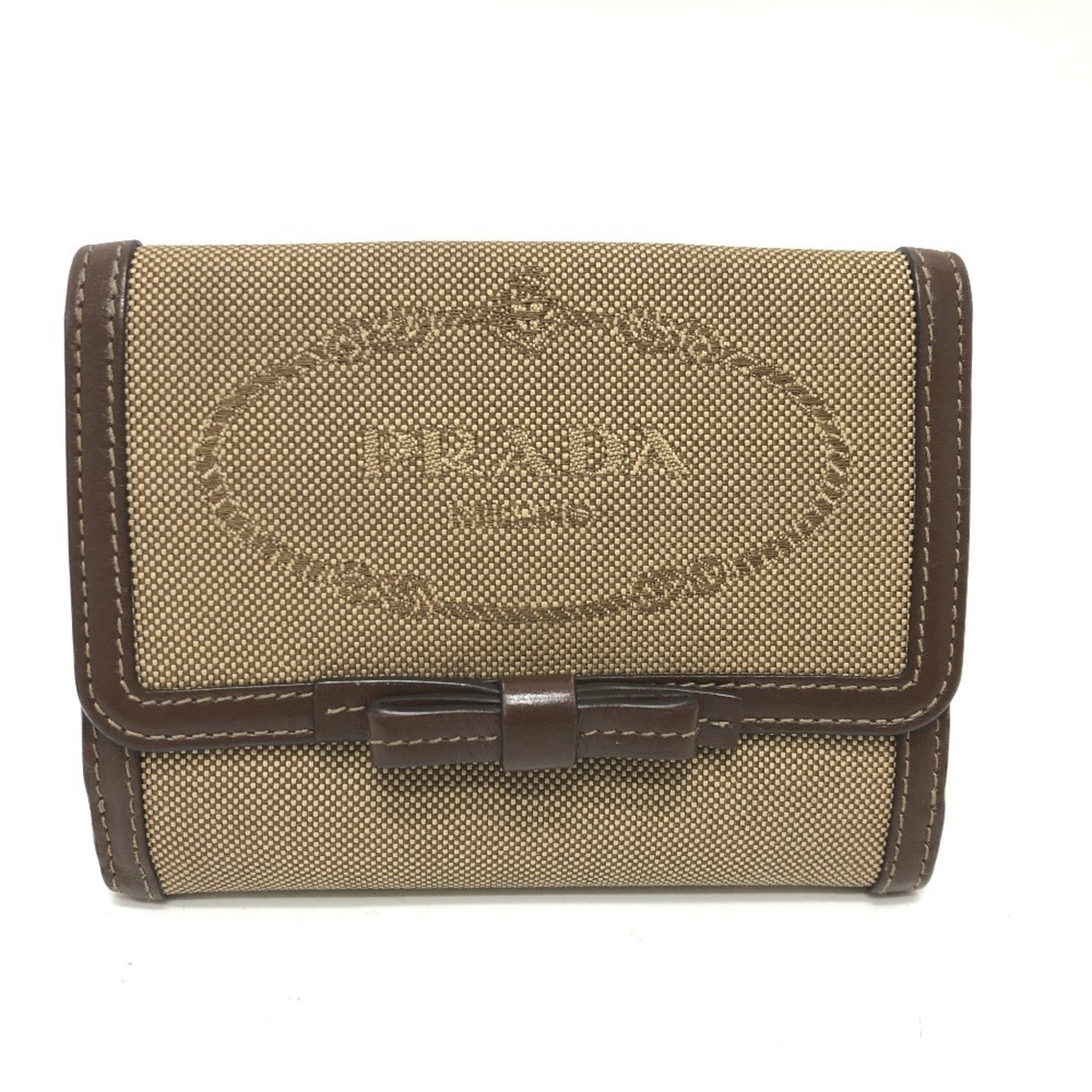 PRADA Ribbon Tri-fold Wallet Jacquard