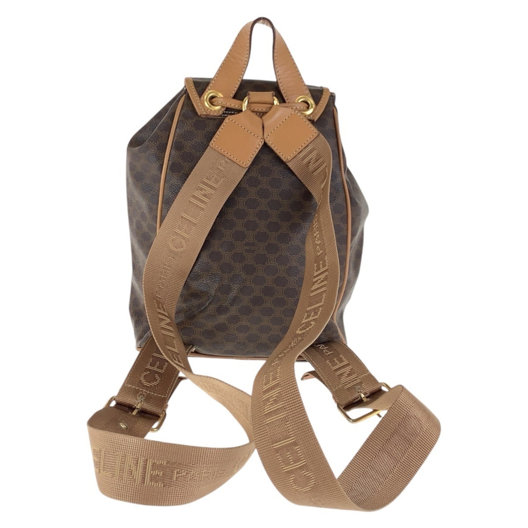 CELINE Vintage Macadam Gold Hardware Leather Backpack Daypack