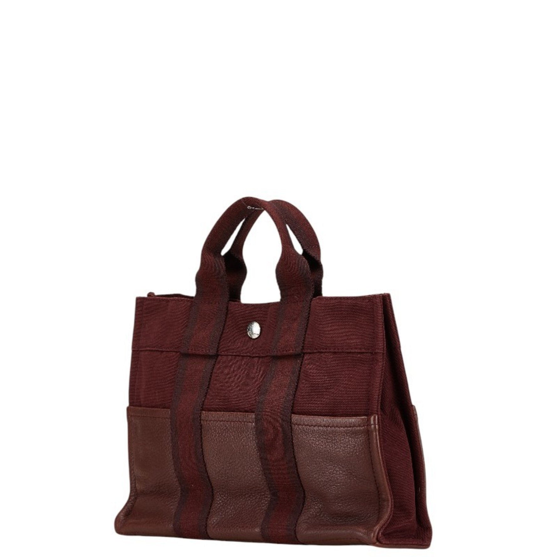Hermes Foult PM Handbag Red Canvas Leather