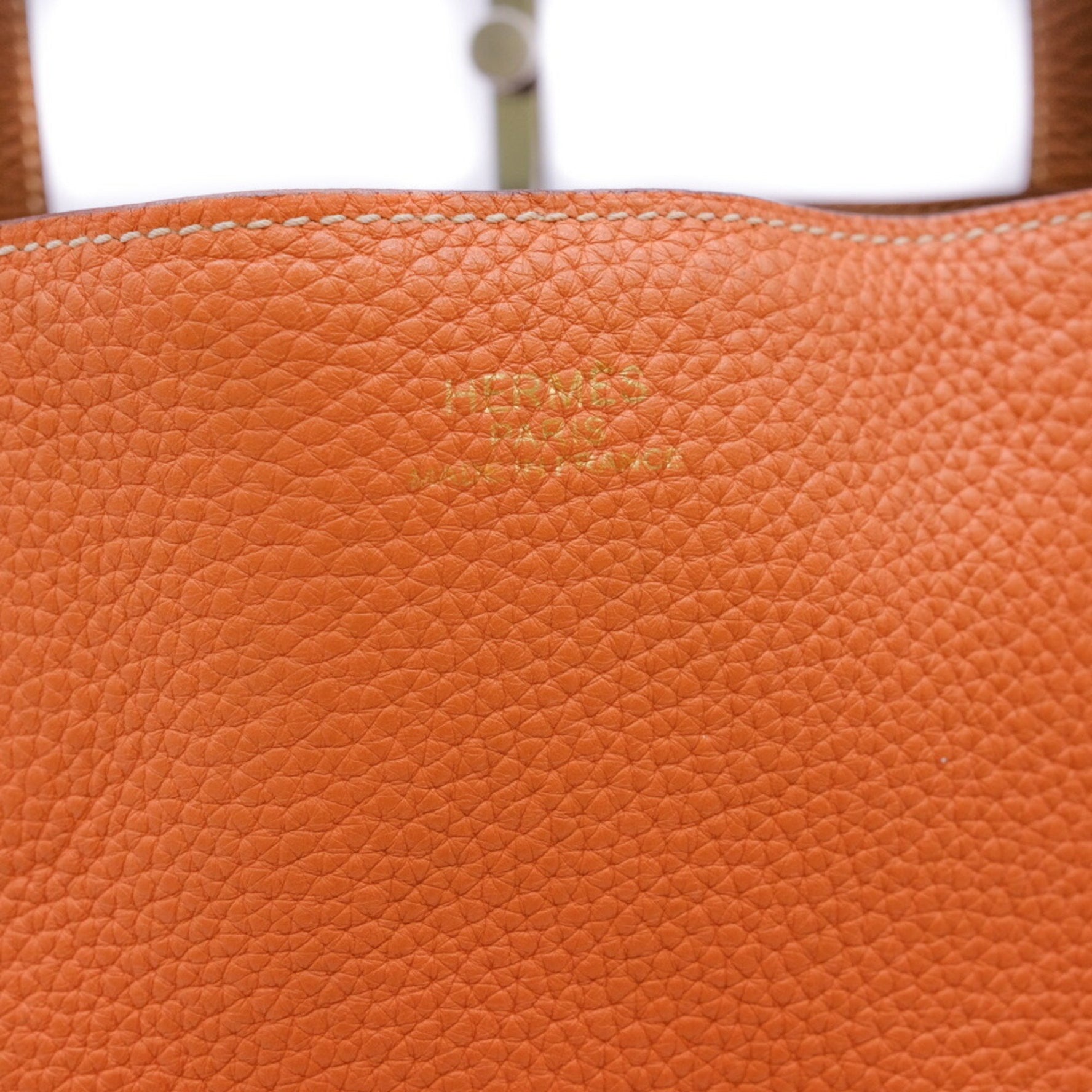 HERMES Double Sens 36 Tote Bag Taurillon Clemence Gold Brown Orange □P
