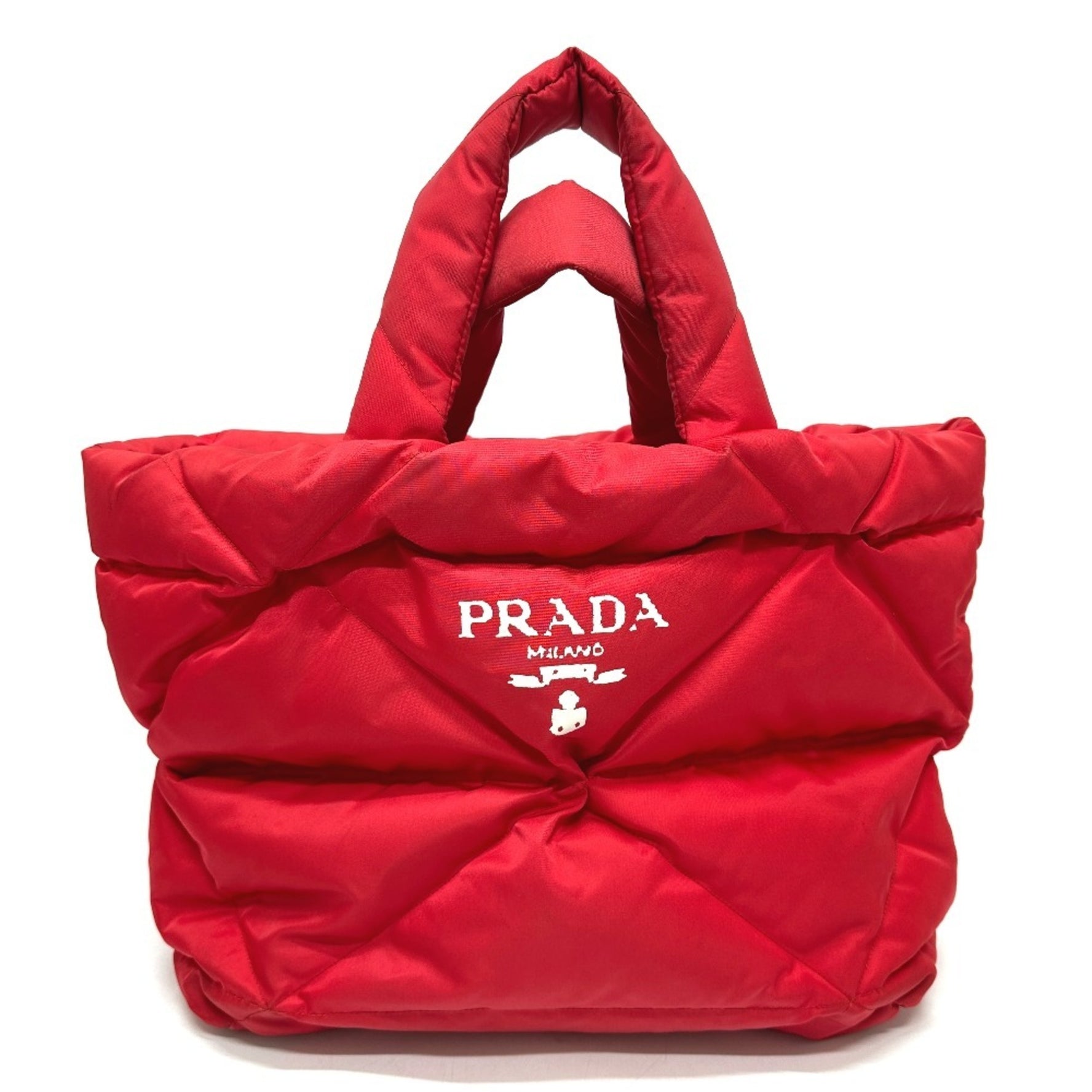 PRADA Re-Nylon Padded Tote Bag Nylon Red