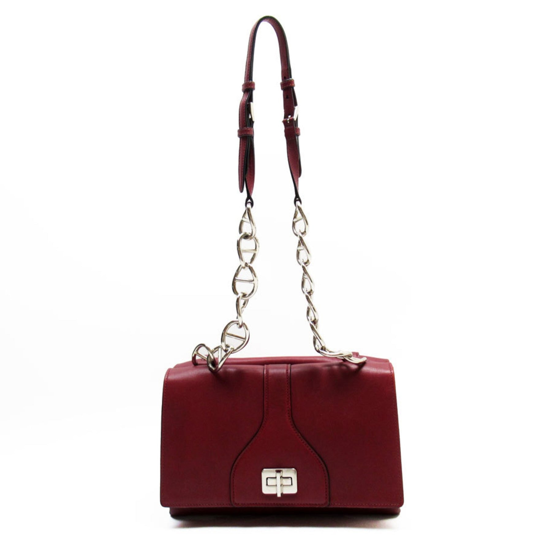 PRADA shoulder bag leather dark red