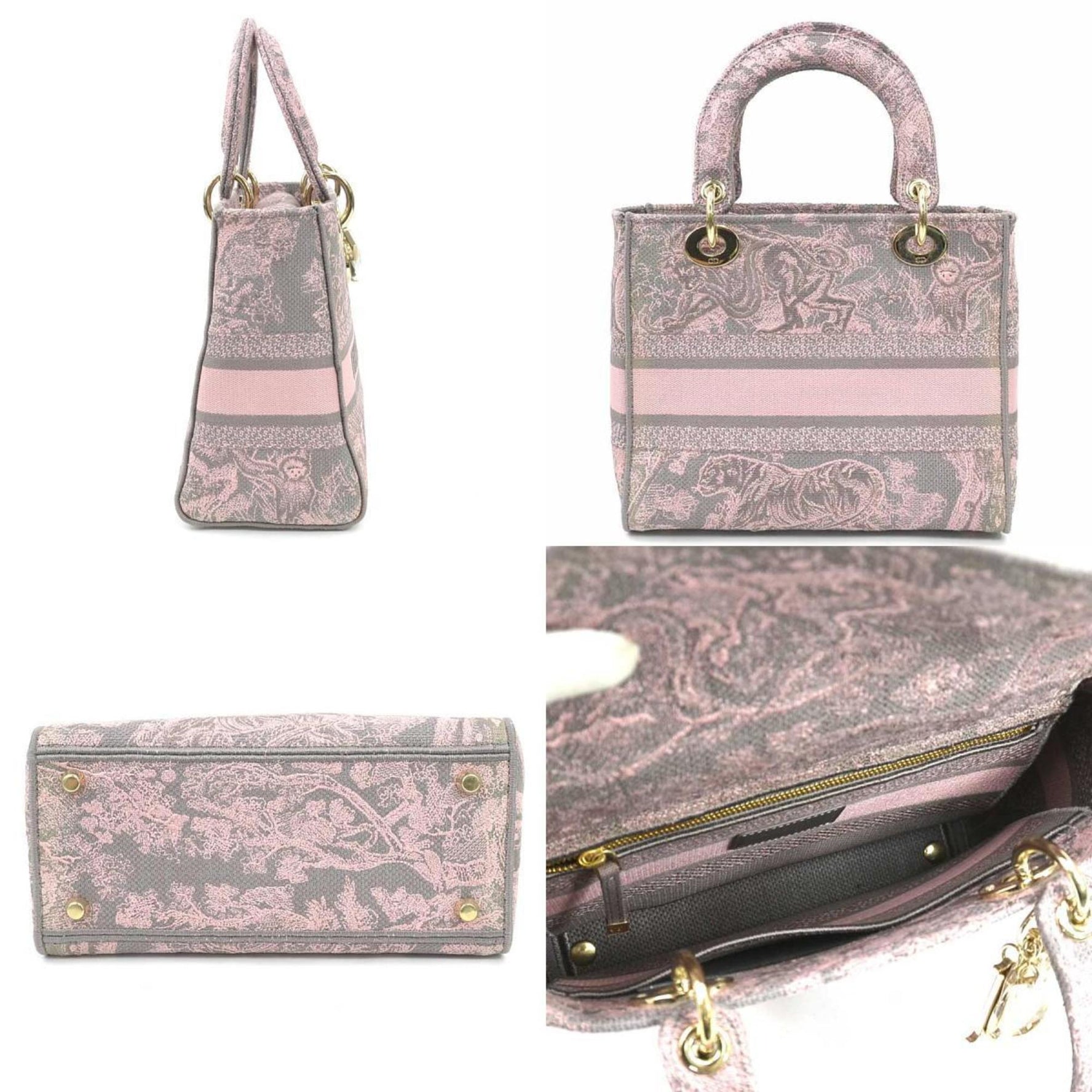 Christian Dior D-Light Canvas Handbag/Shoulder Bag, Pink/Grey