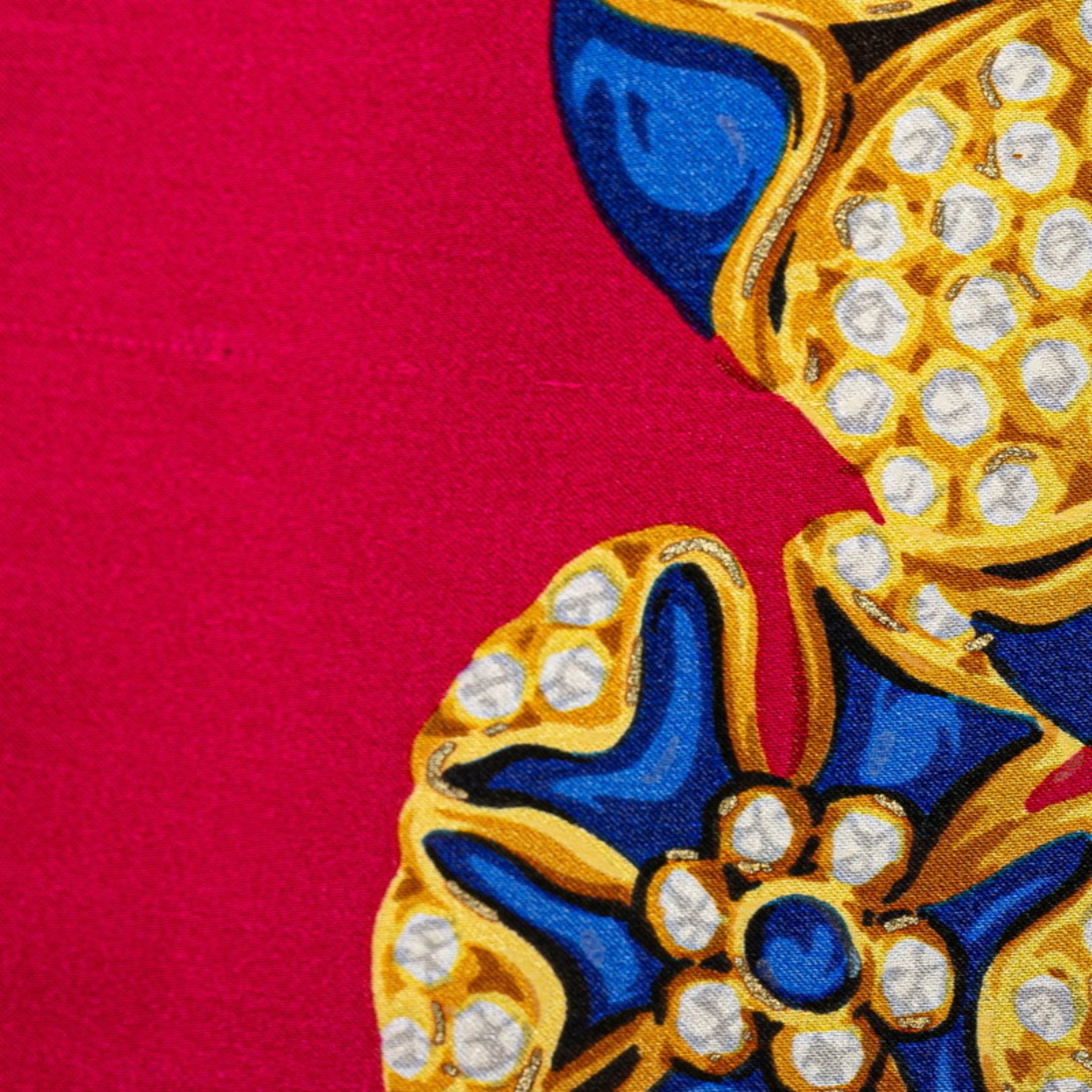 CHANEL jeweled bejeweled Gripois motif scarf, wine red multicolor silk