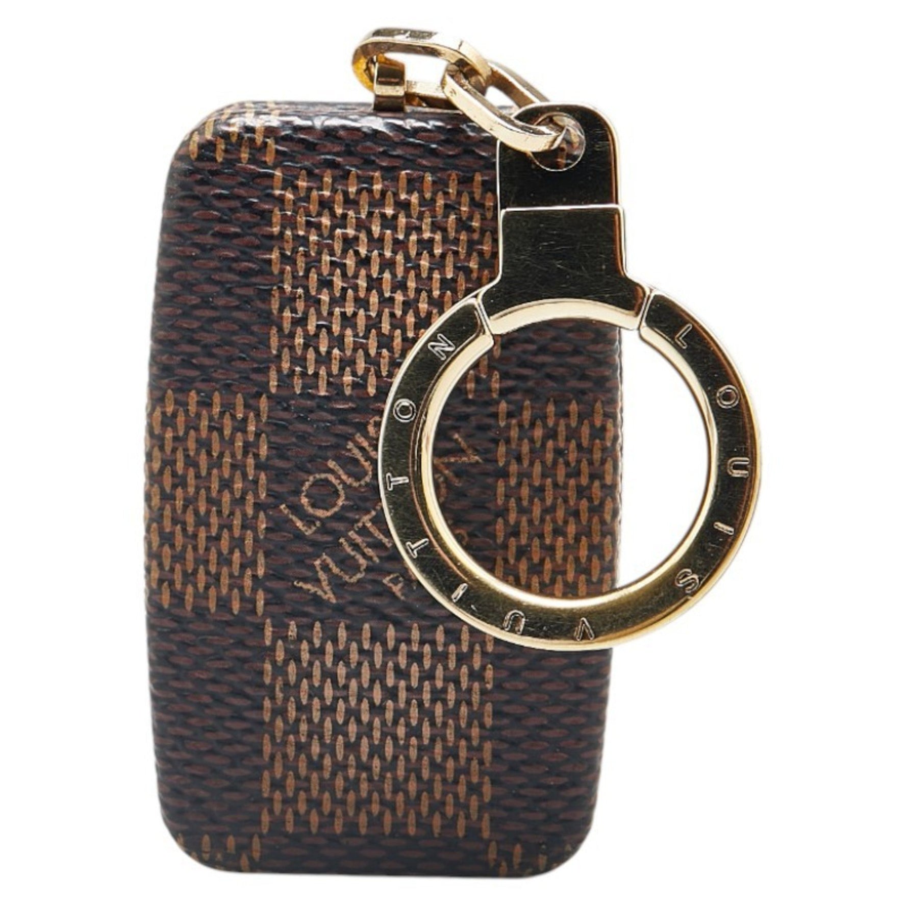 Louis Vuitton Damier Astropil Keychain Keyring Brown Gold PVC Plated