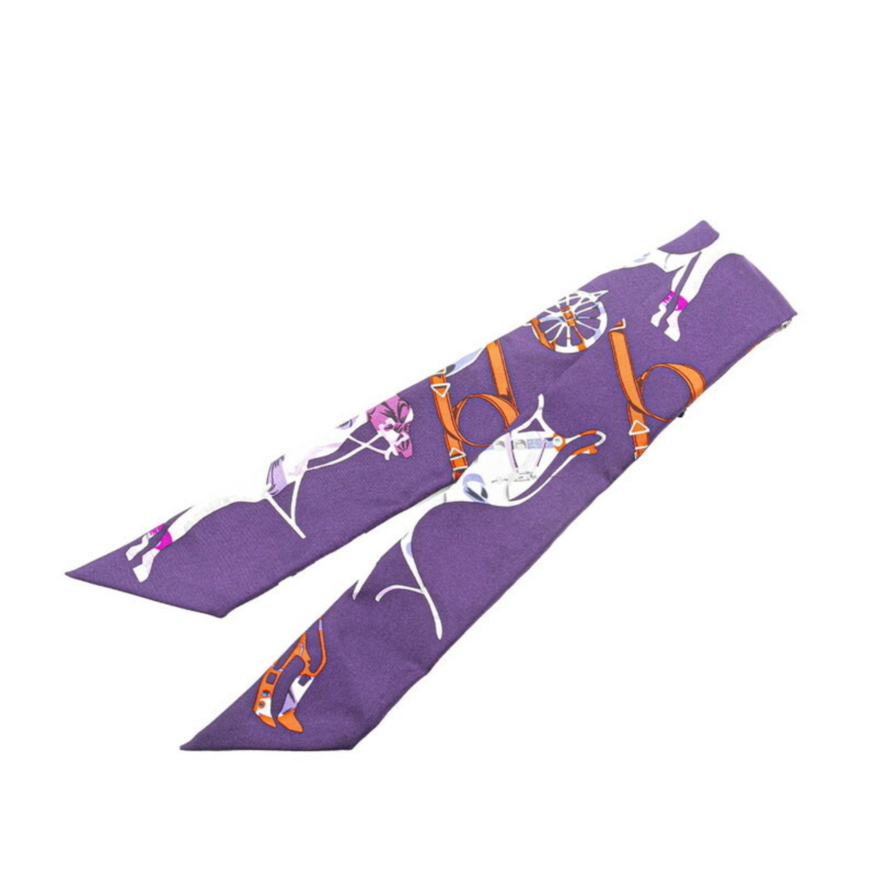 Hermes Twilly TOUT EN CARRE Everything is in the Carre Scarf Muffler Purple Multicolor Silk