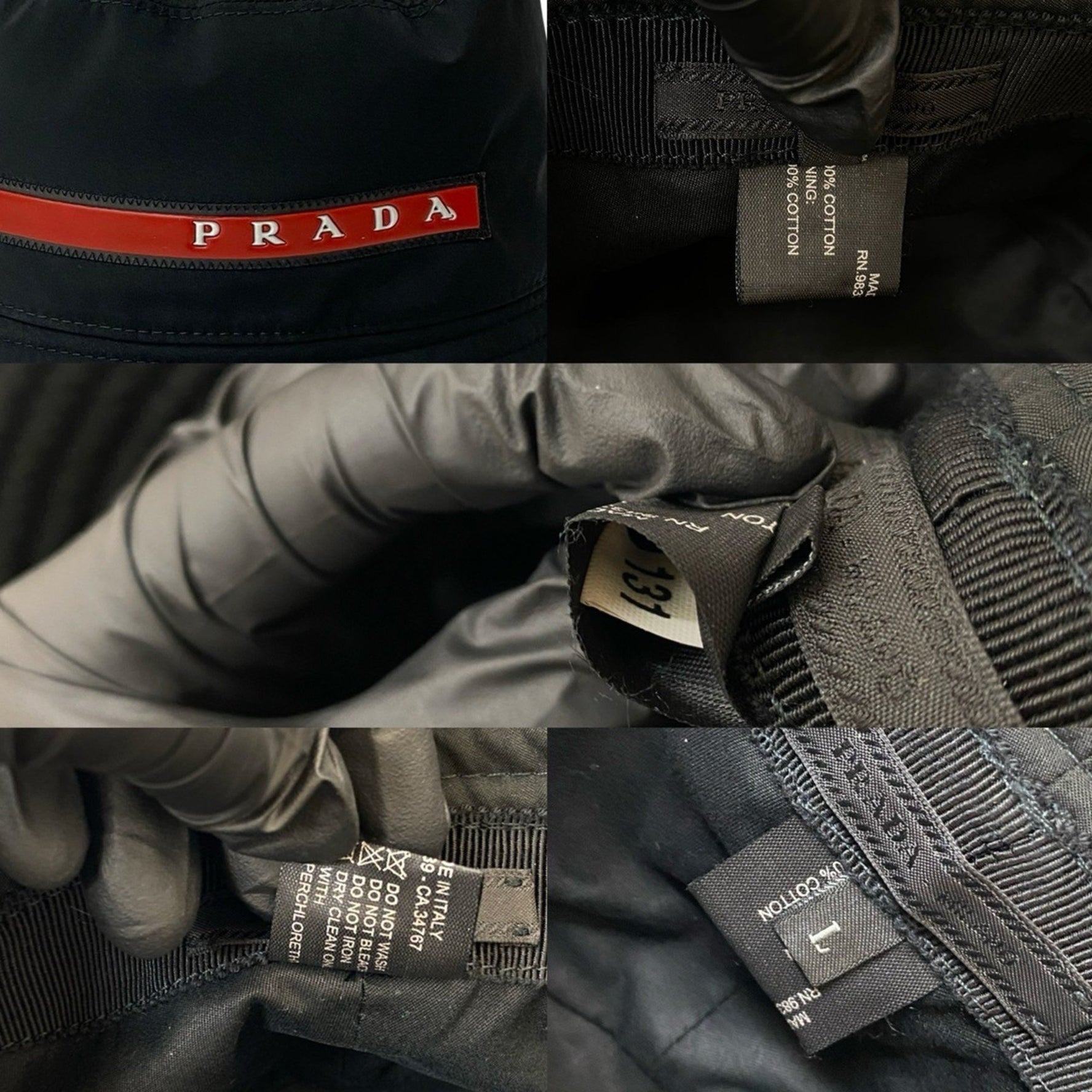 PRADA SPORTS Prada Logo Cotton Bucket Hat, Size L, Men's, Black,