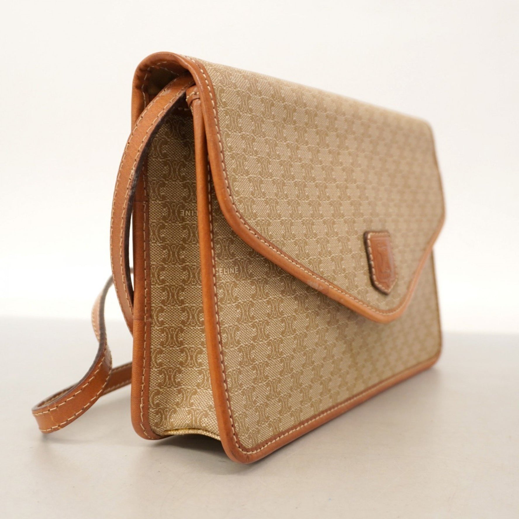 Celine Shoulder Bag Macadam Beige Brown