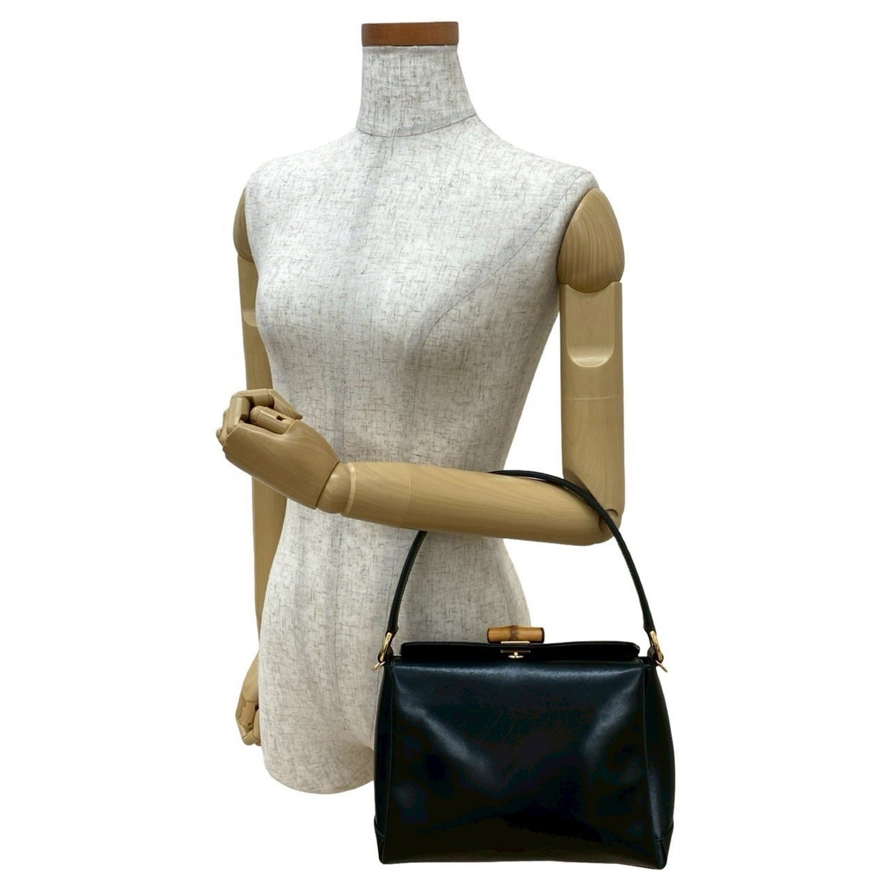 GUCCI Old Bamboo Turnlock Leather Mini Tote Bag in