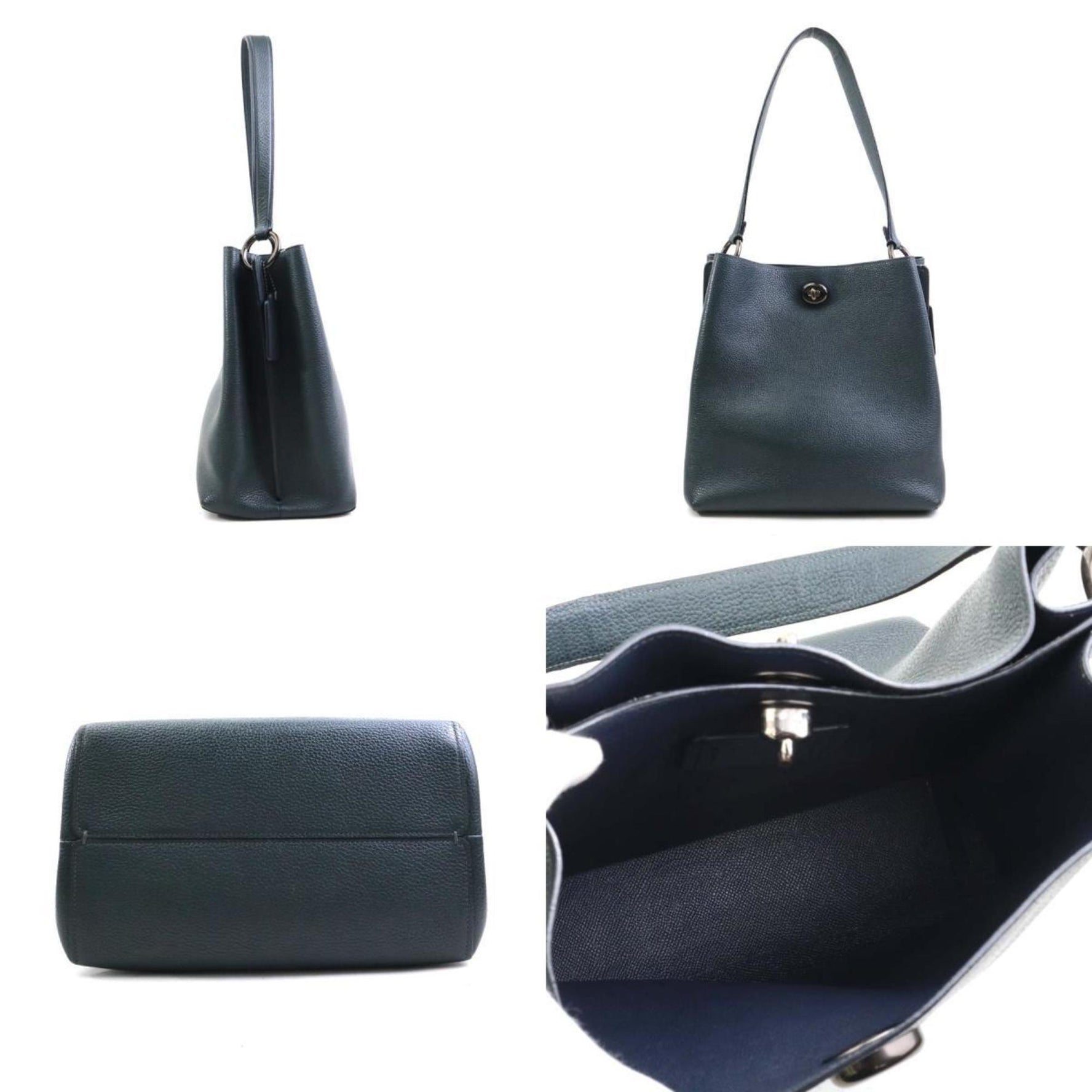 Coach handbag shoulder bag leather dark green