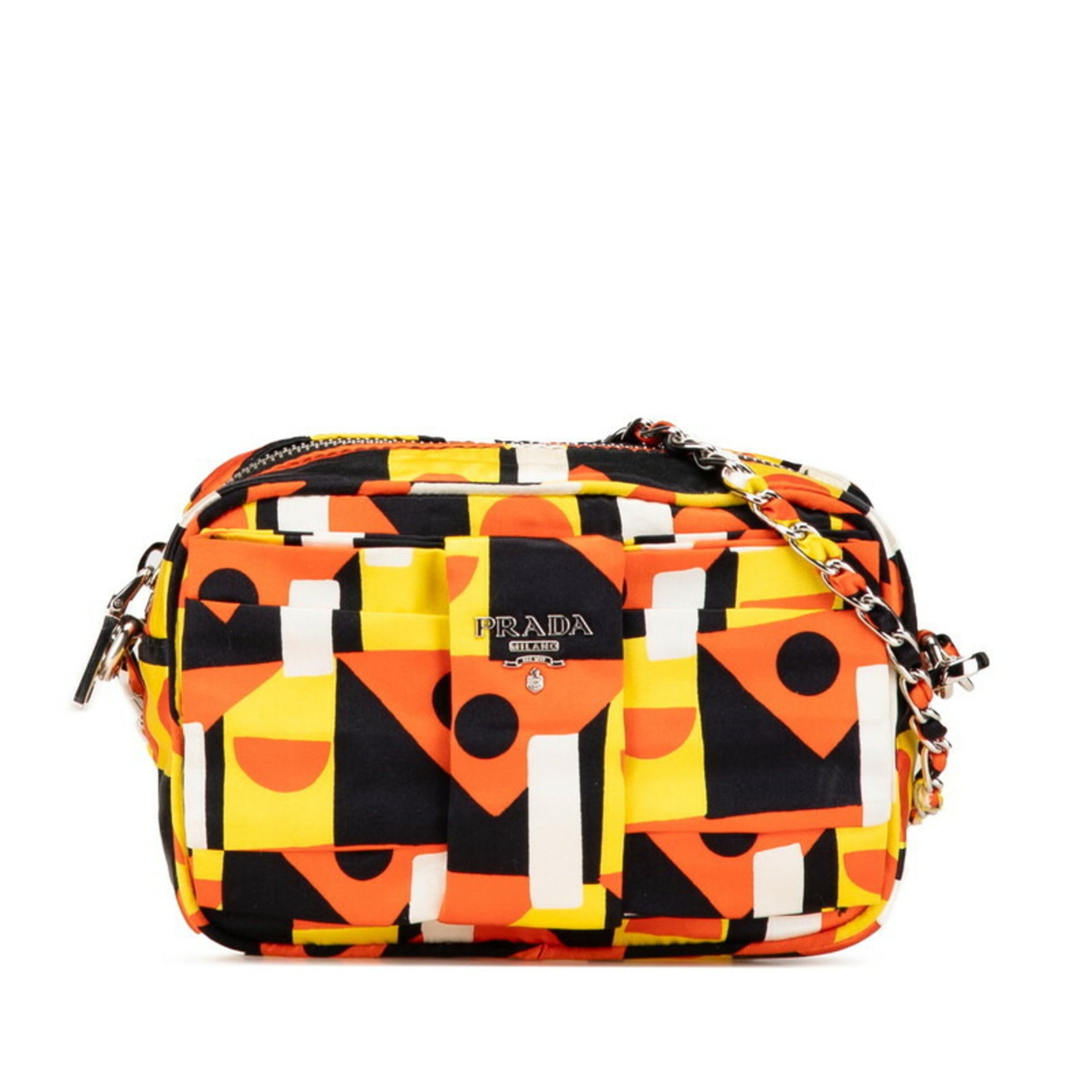Prada Ribbon Chain Shoulder Bag Pouch Multicolor Nylon