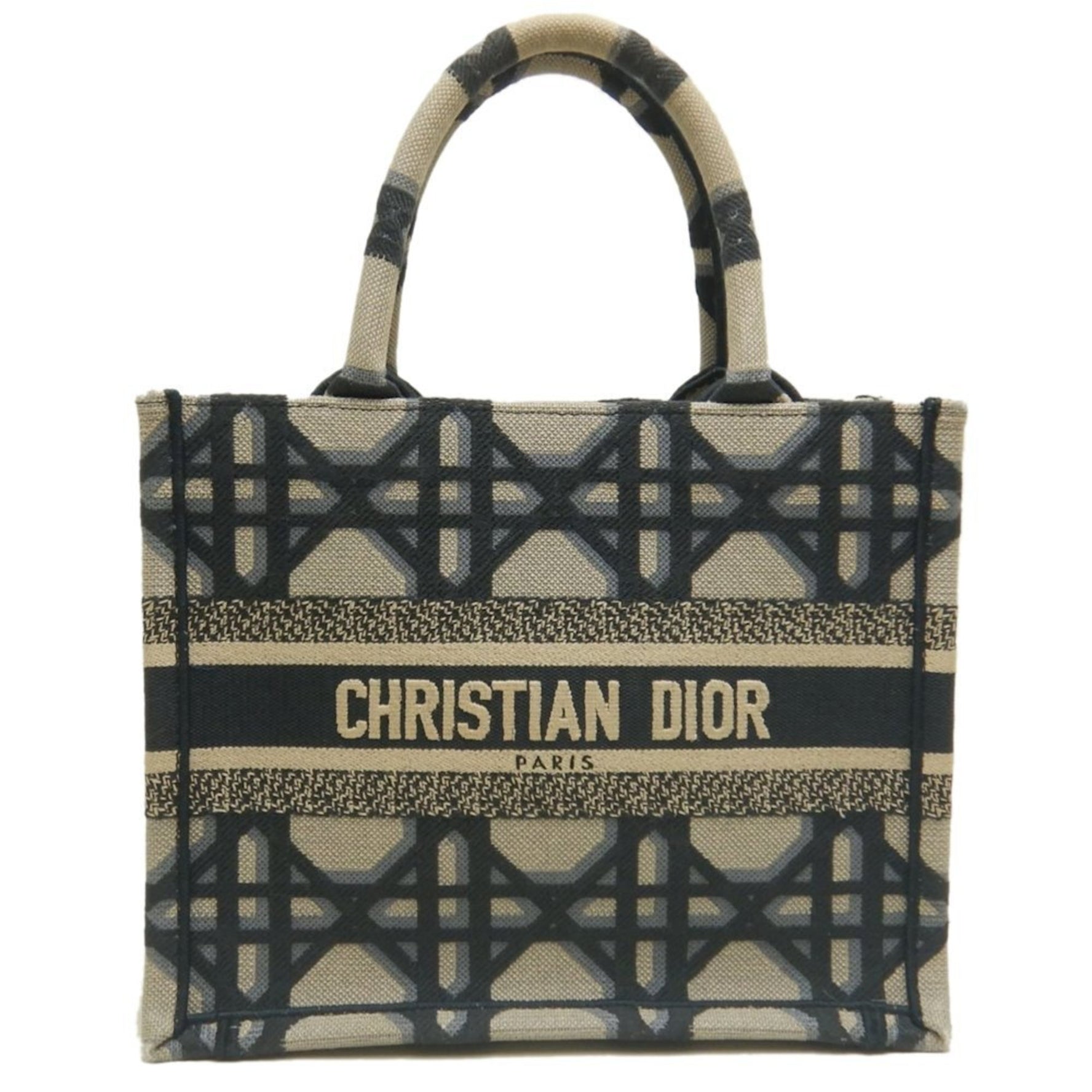 Christian Dior Book Tote Small Bag, Canvas, Navy and Gray