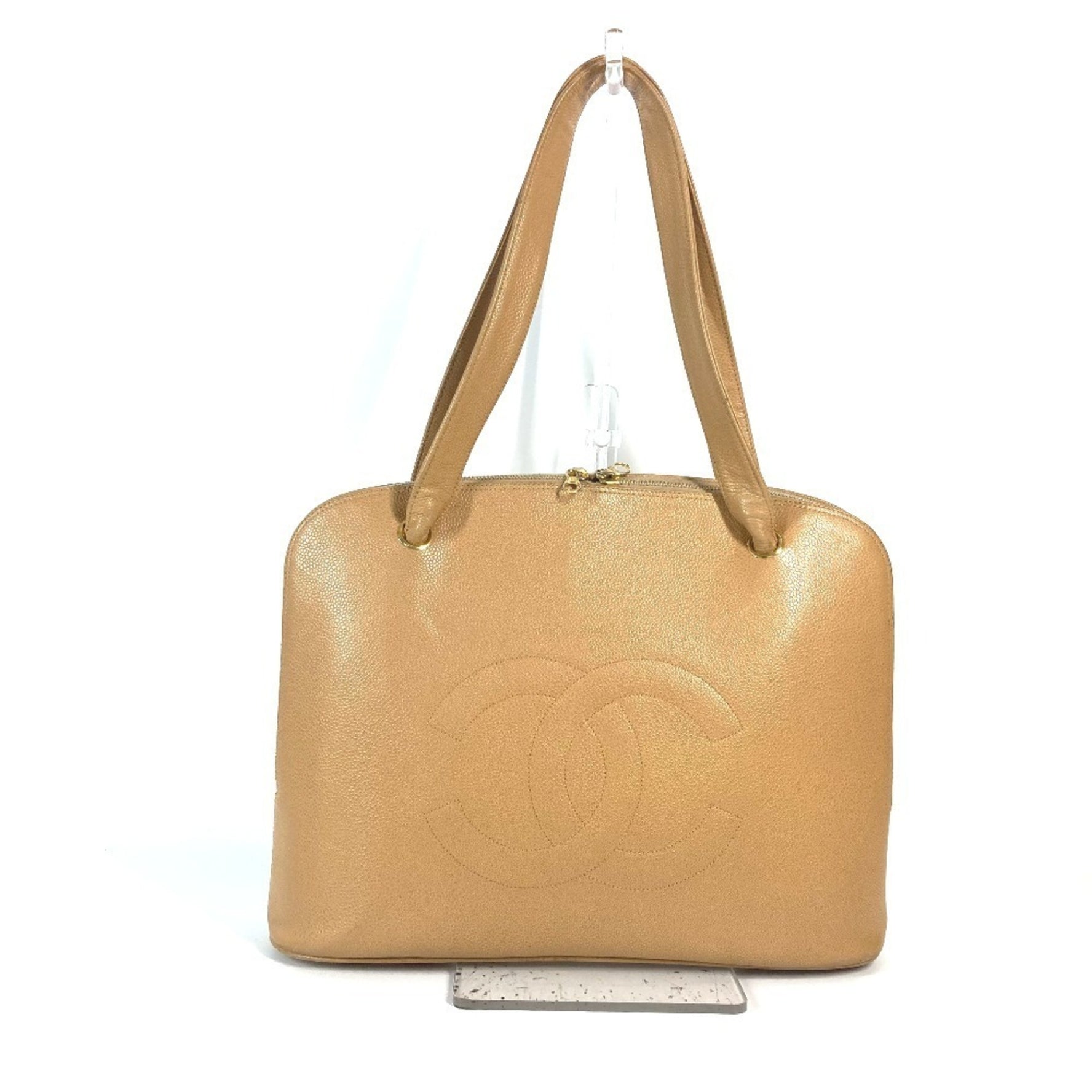 CHANEL Vintage CC Coco Mark Bag Shoulder Tote Caviar Skin