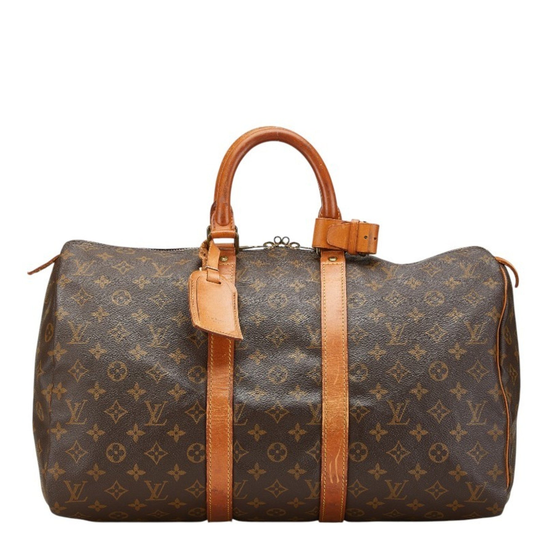 Louis Vuitton Monogram Keepall 45 Boston Bag Travel PVC Leather