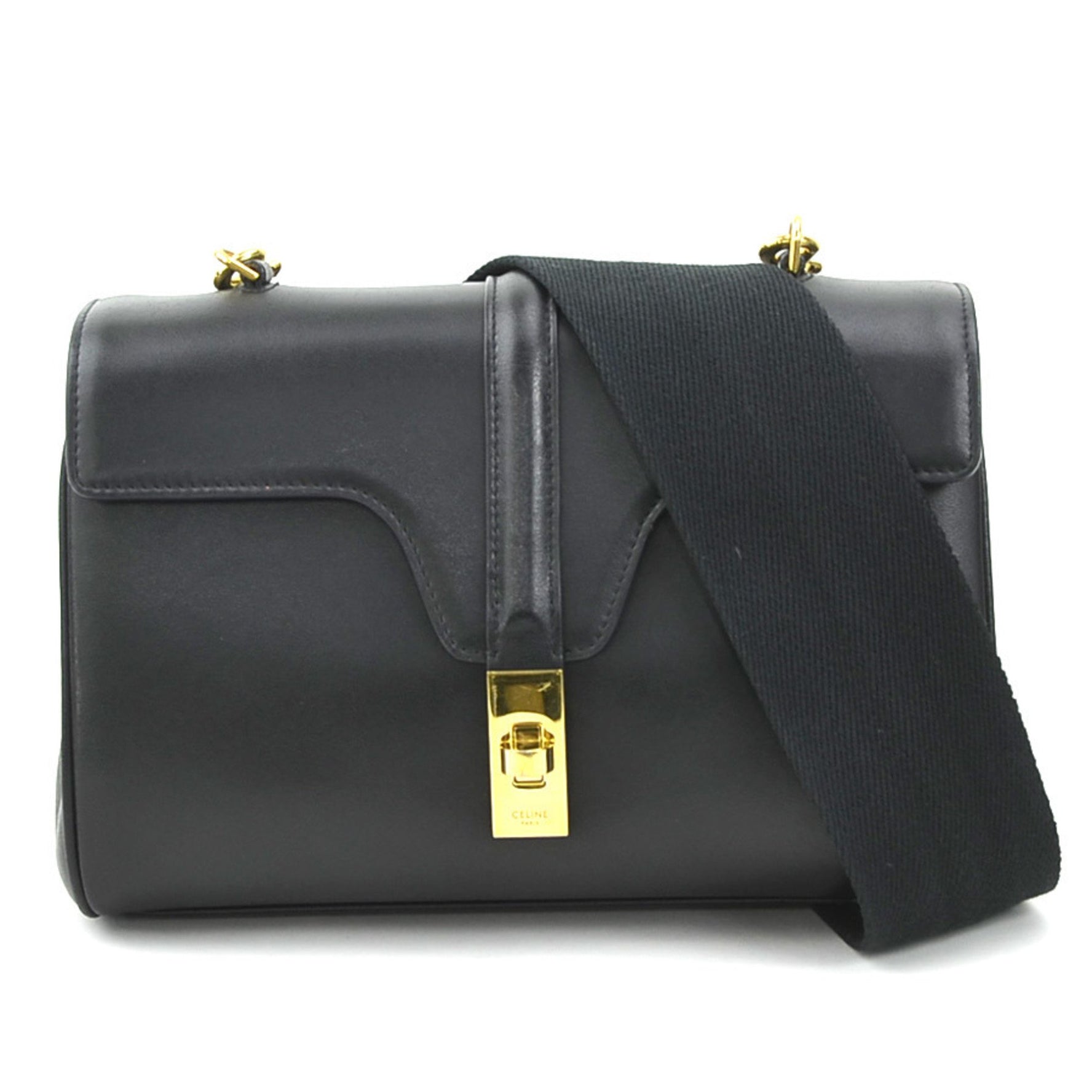 CELINE shoulder bag Teen Soft 16 leather canvas gold