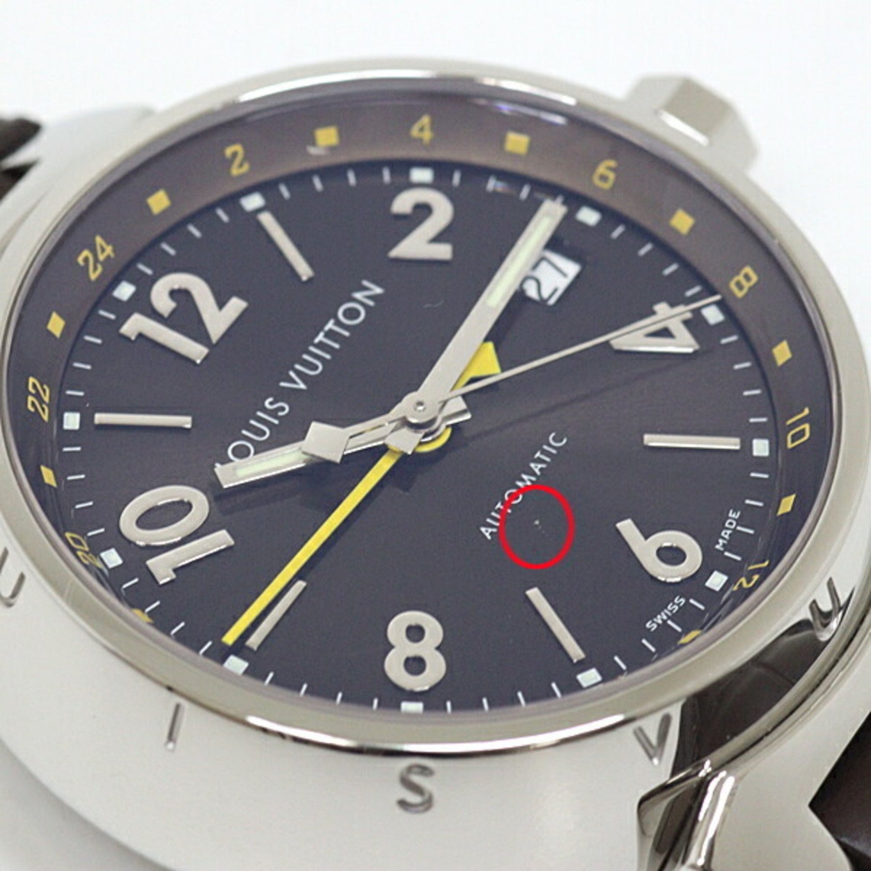 Louis Vuitton Men's Watch Tambour GMT SS Leather Automatic Finished