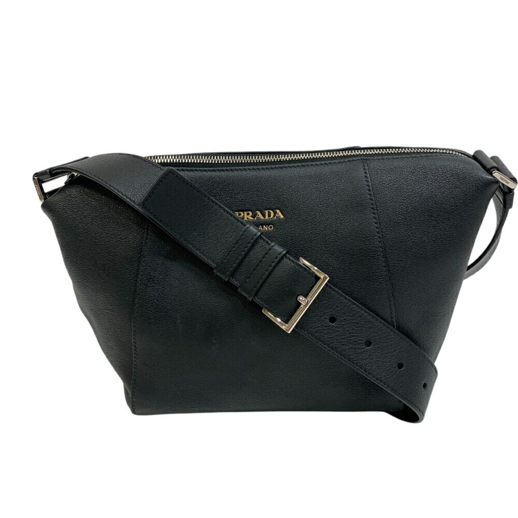 PRADA Embossed Men's Leather Line Shoulder Bag, Men's