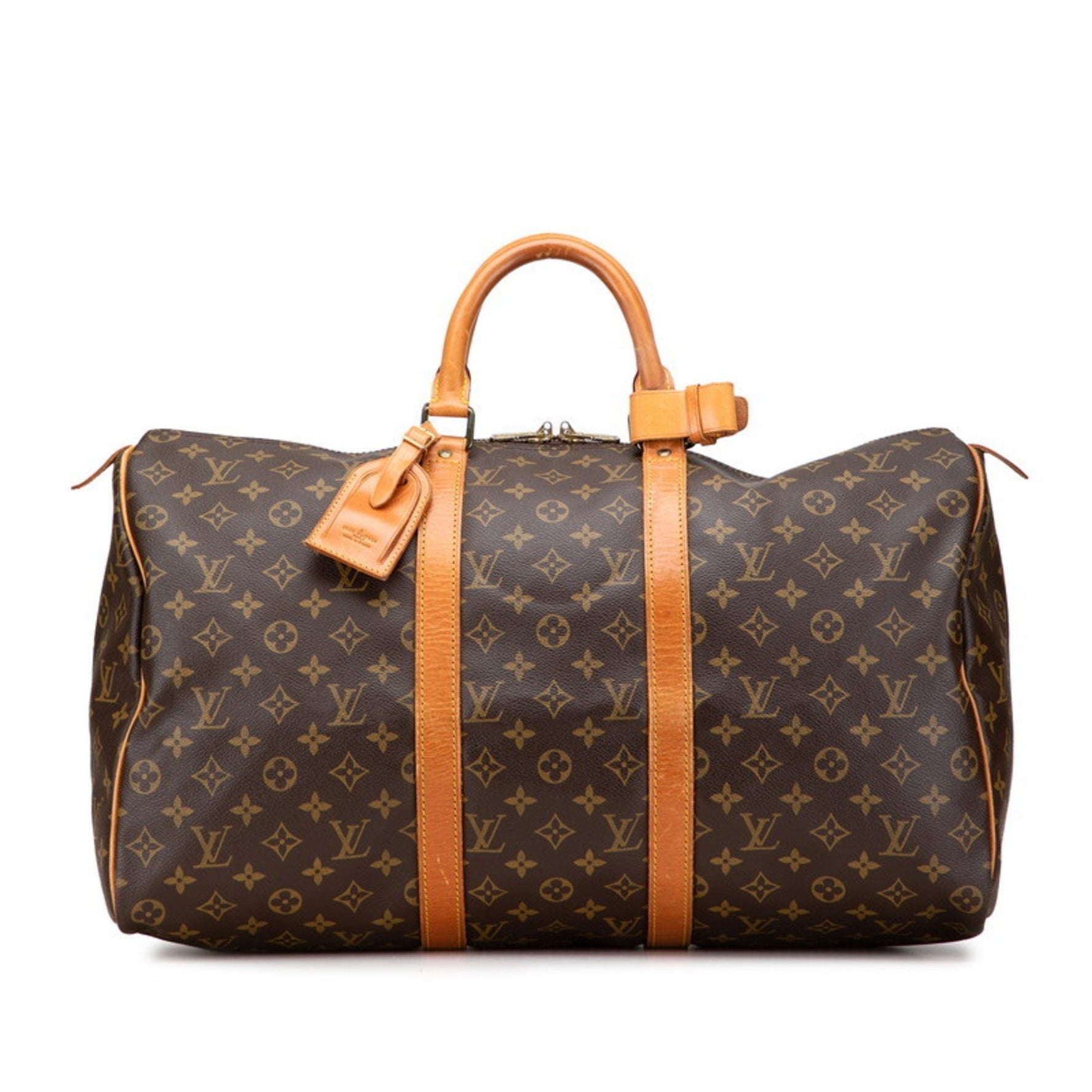 Louis Vuitton Monogram Keepall 50 Boston Bag/Travel Bag Brown PVC Leather LOUIS VUITTON