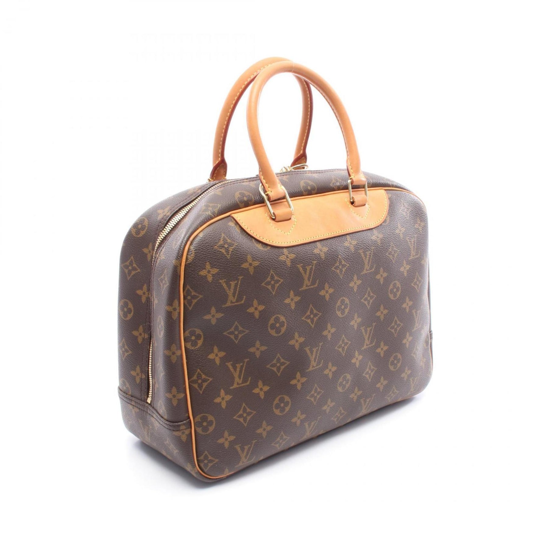 Louis Vuitton Deauville Bowling Vanity Handbag in Coated Canvas and Leather with Monogram Design, Brown