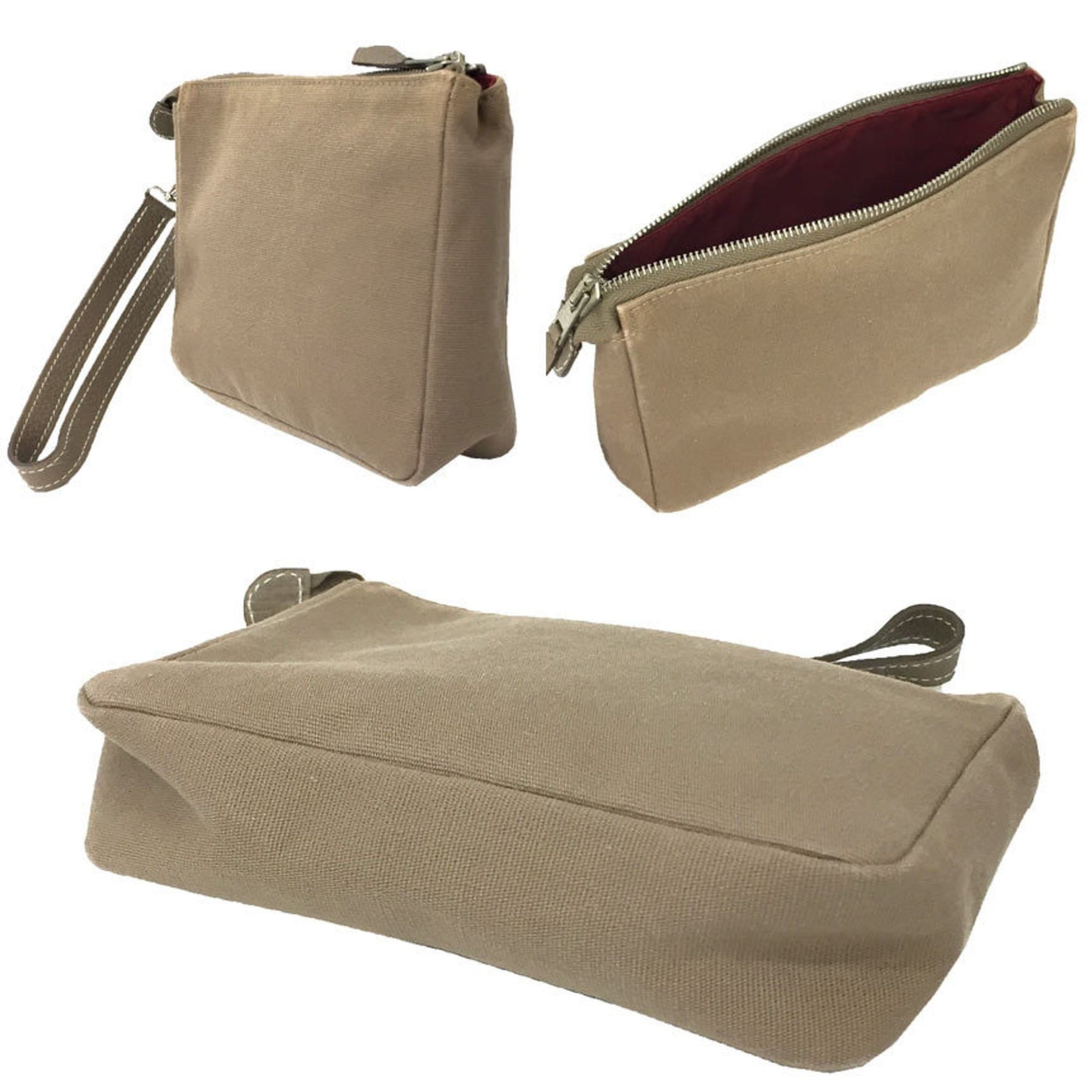 Hermes Pouch Wristlet Canvas and Leather Etoupe