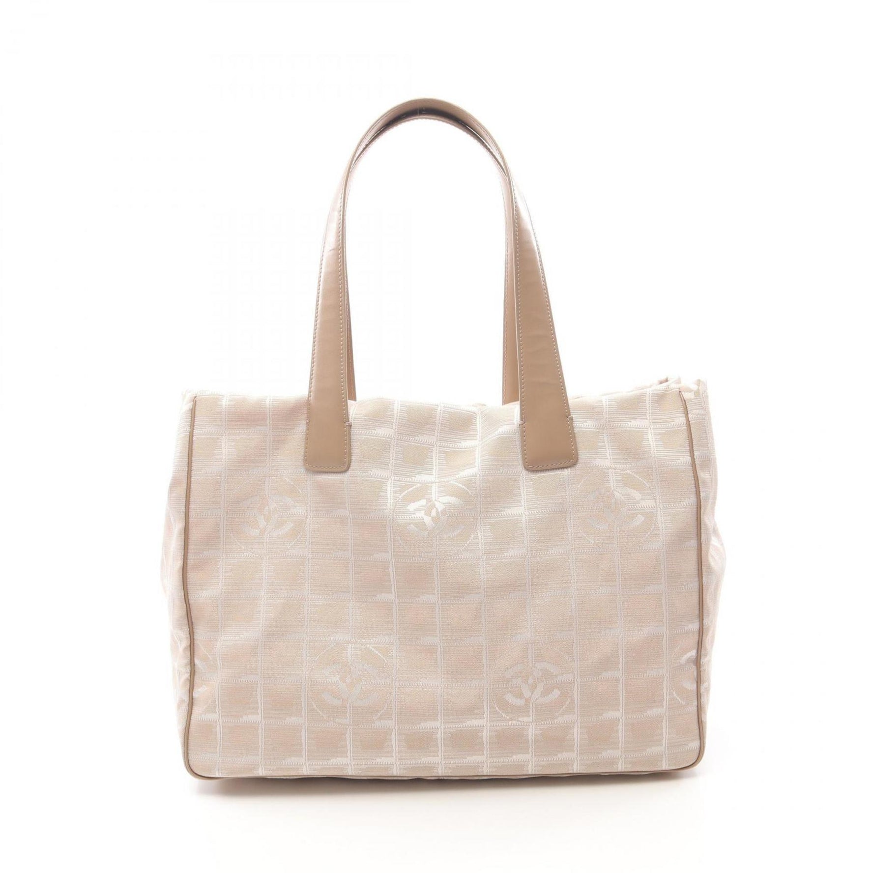 CHANEL New Travel Line MM Tote Bag Leather Nylon Canvas