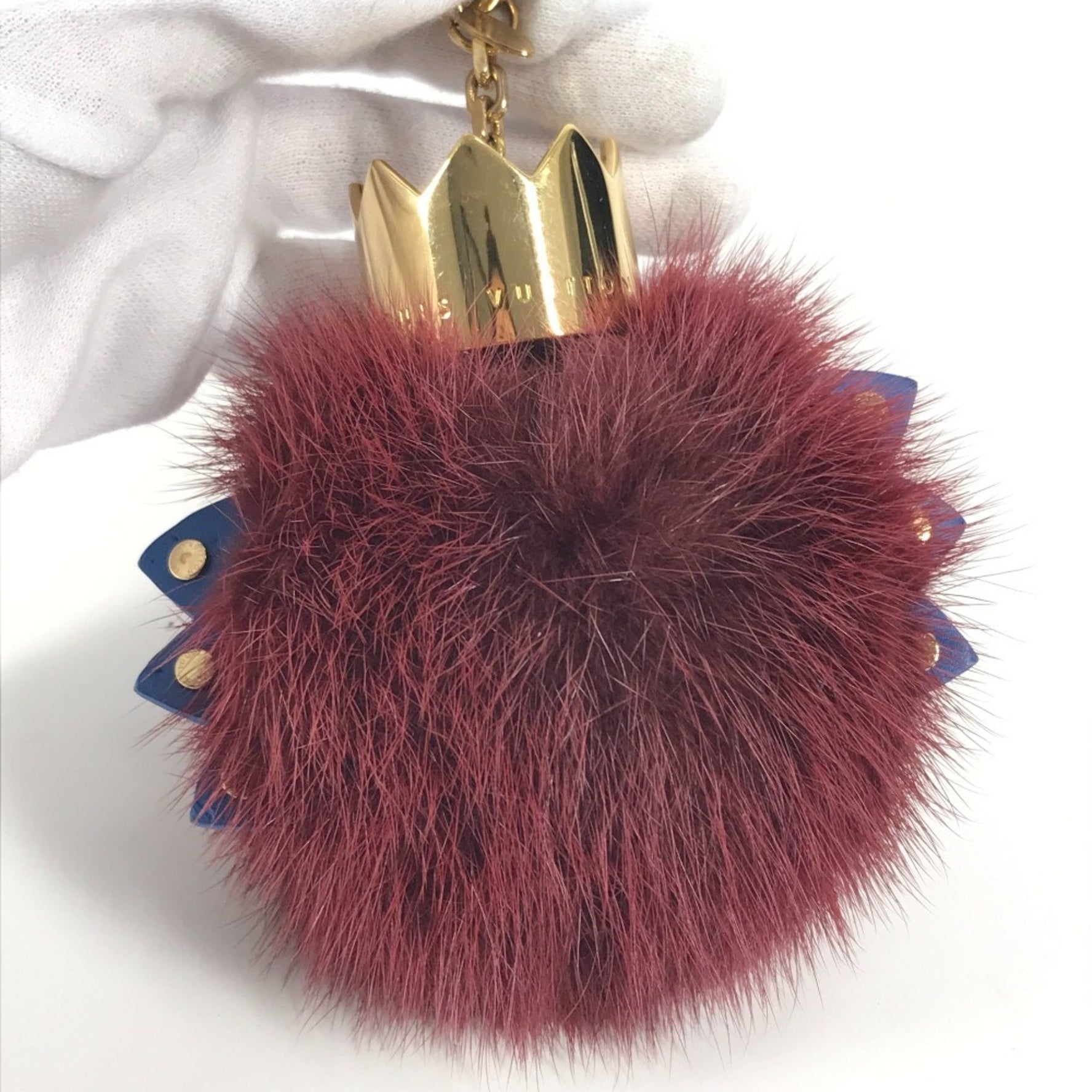 Louis Vuitton Totem Fur Charm Bag Keychain Mink Metal Men's Wine Red
