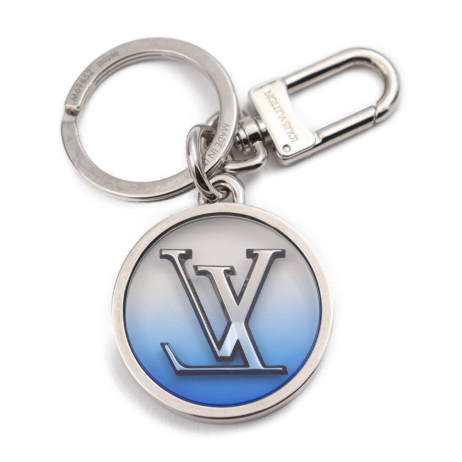 Louis Vuitton Portocre Inclusion Keychain Metal Plastic Silver Blue LV