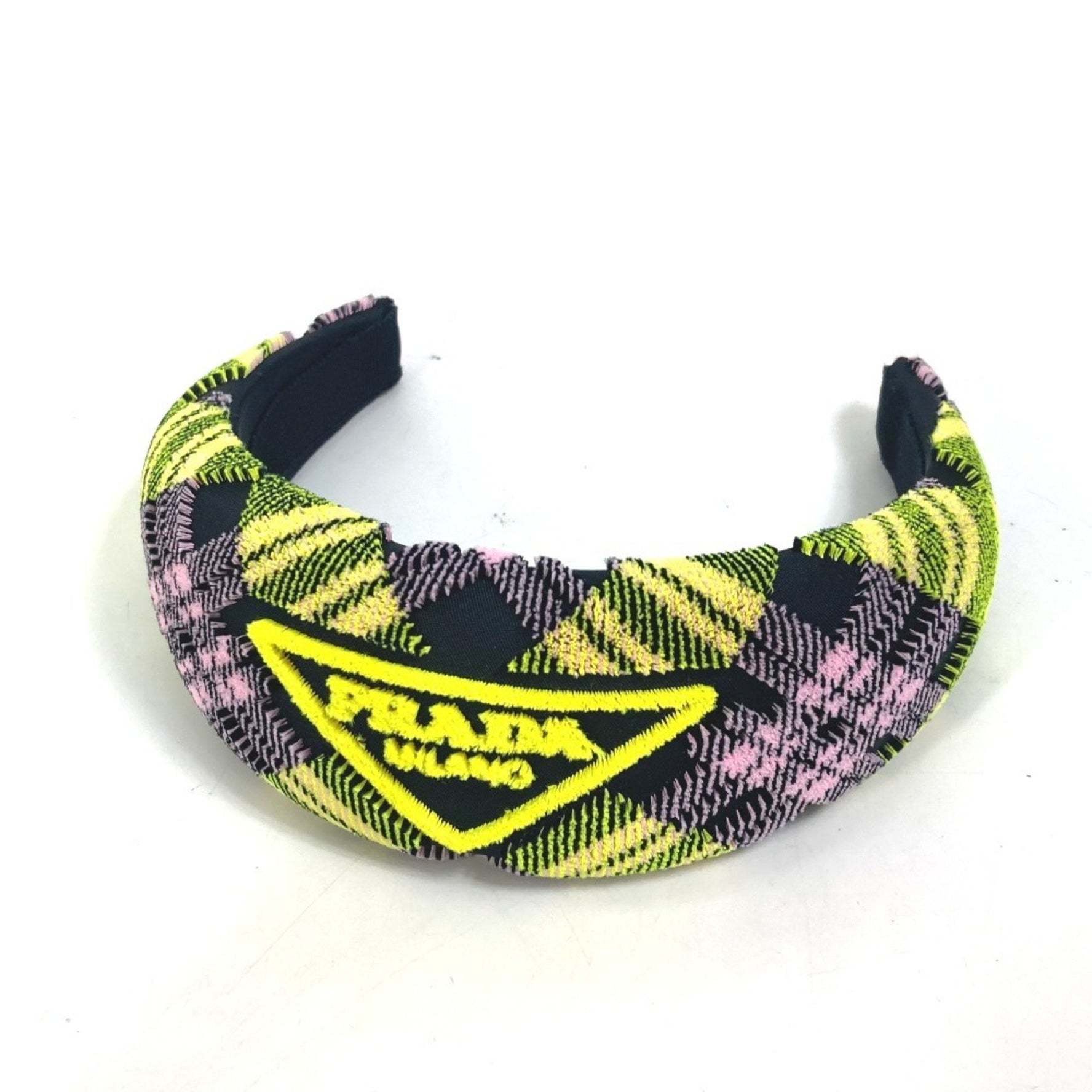PRADA pile triangle plate hair headband nylon yellow