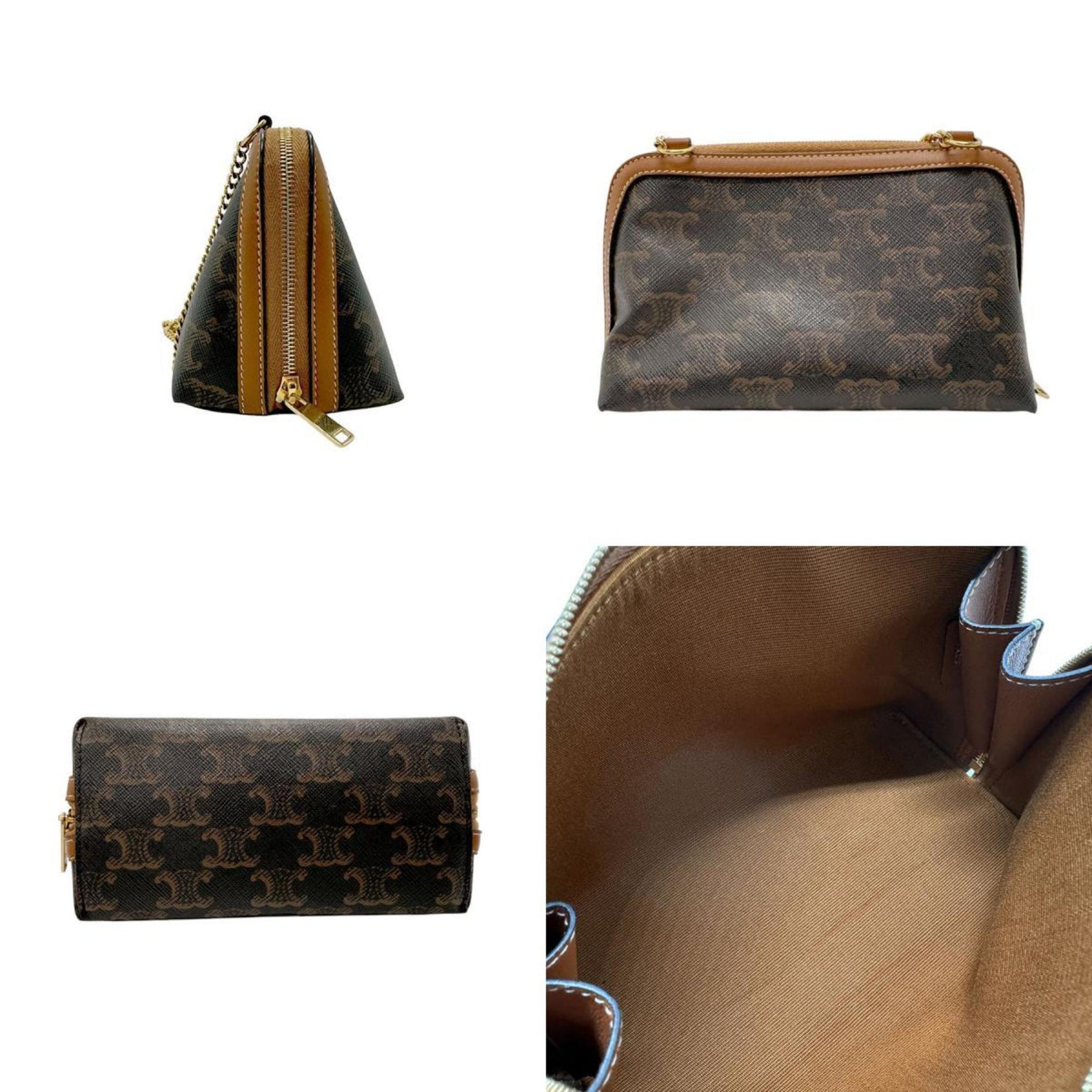 CELINE Shoulder Bag Triomphe Coated Canvas