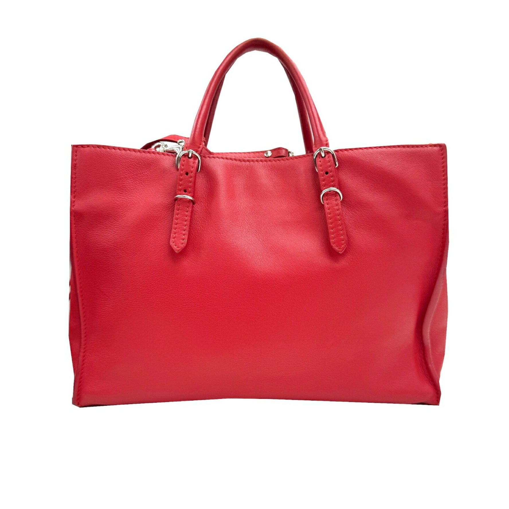 BALENCIAGA Paper Mini Shoulder Bag Handbag Leather Red
