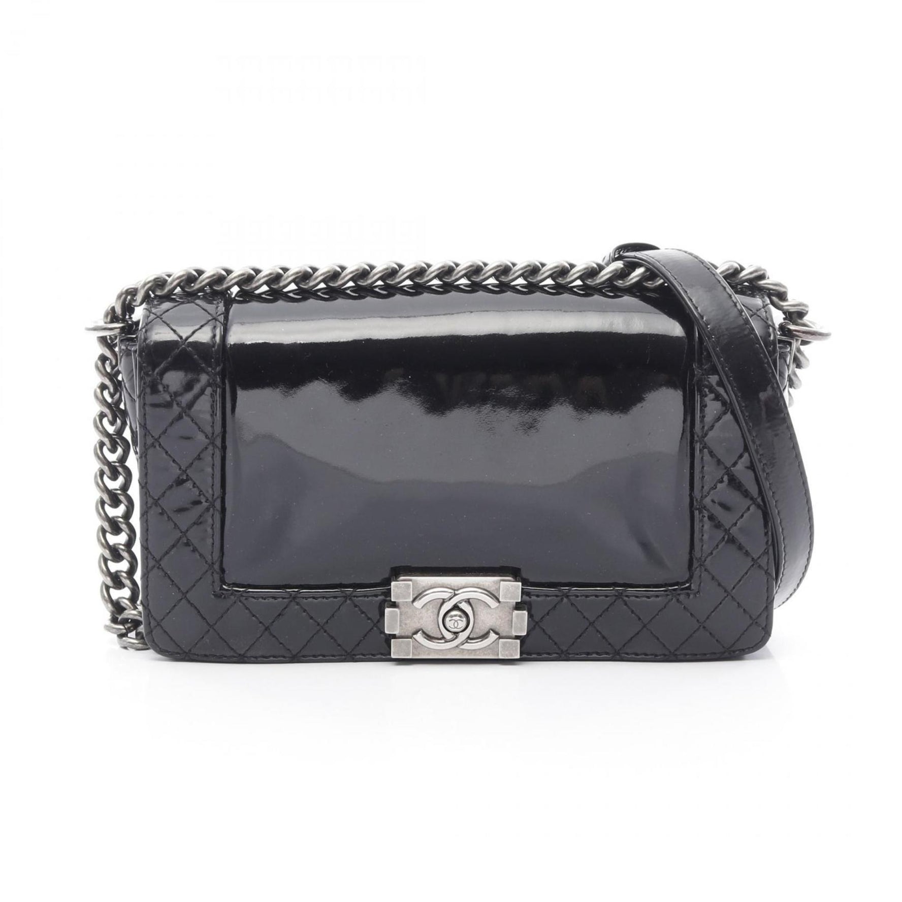 CHANEL Boy Shoulder Bag Patent Leather