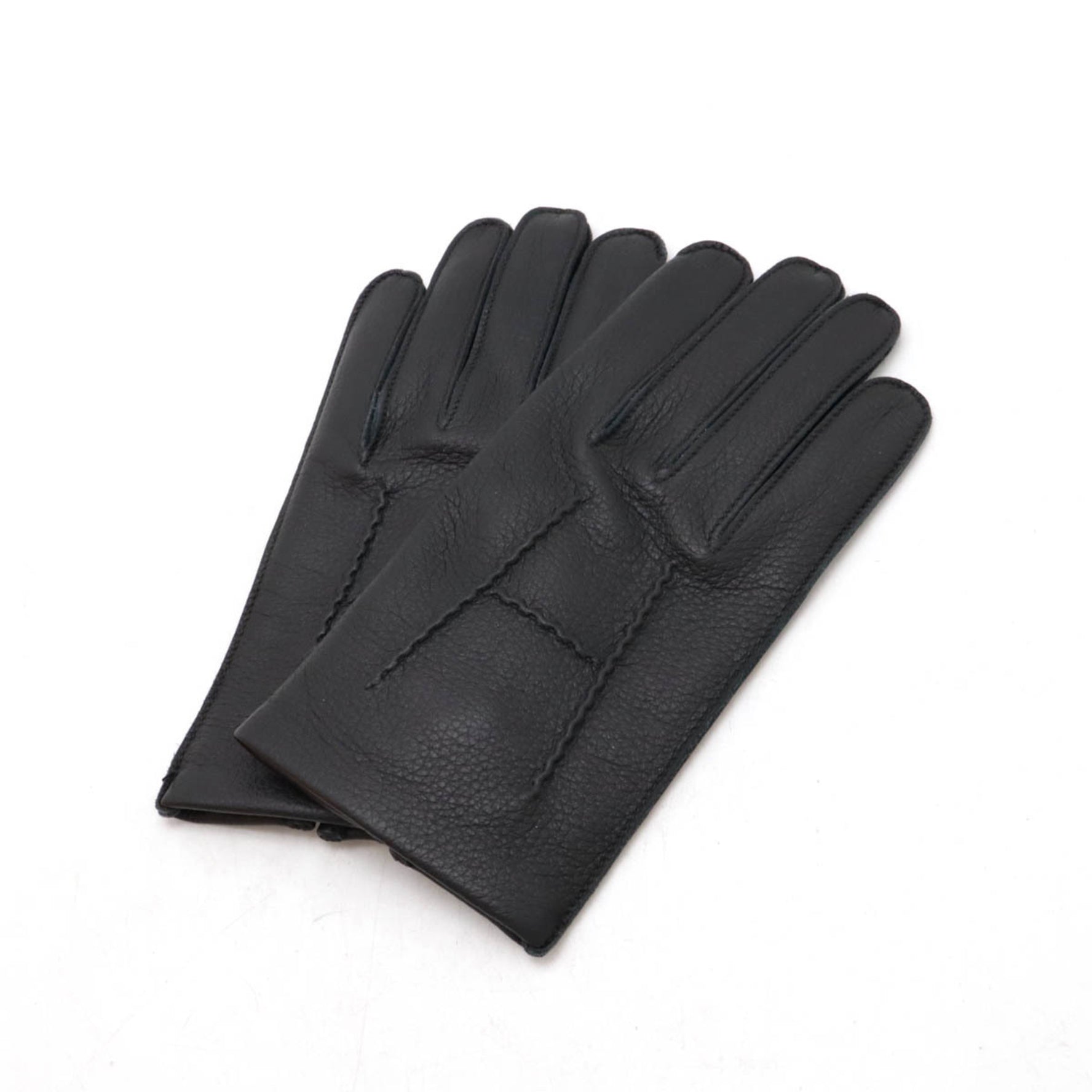HERMES H Stitch Deerskin Gloves Leather #8