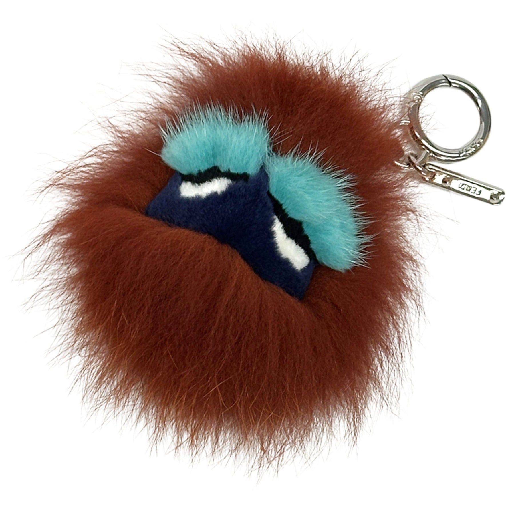 Fendi Bag Bugs Monster Faux Fur Charm, Brown Multicolor, Keychain