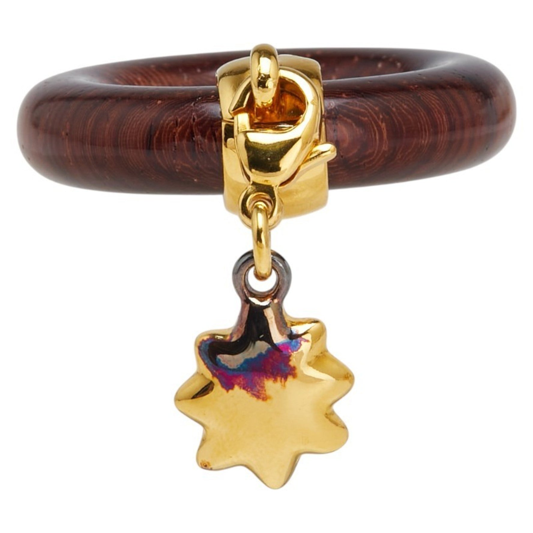 Hermès Stargazing Exhibition Scarf Ring Brown Gold Wood Plated HERMES