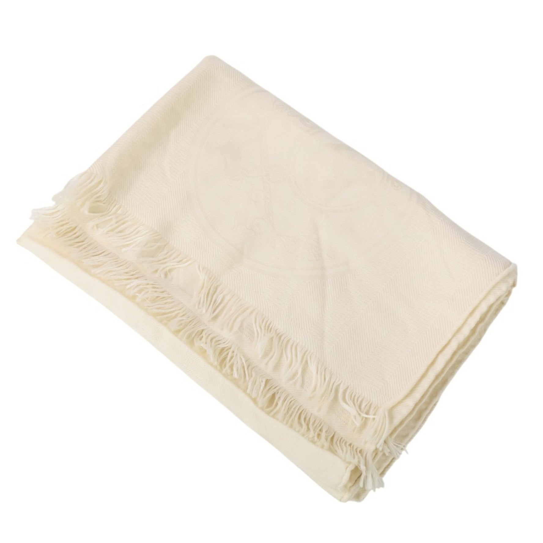 HERMES Cashmere Silk Etoile New Libris Fringe Large Stole/Scarf Shawl