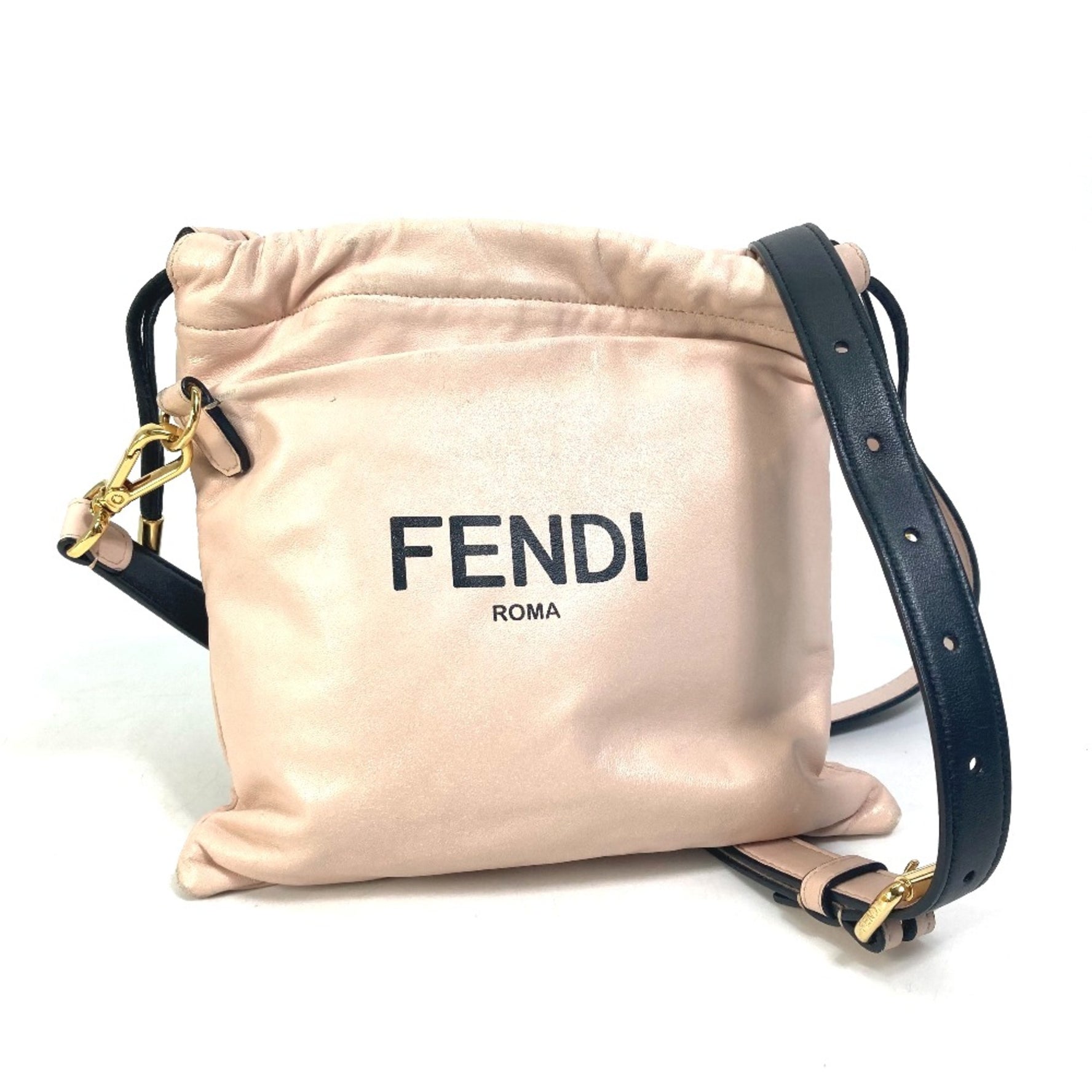 Fendi Drawstring Pochette Pouch Crossbody Shoulder Bag Black