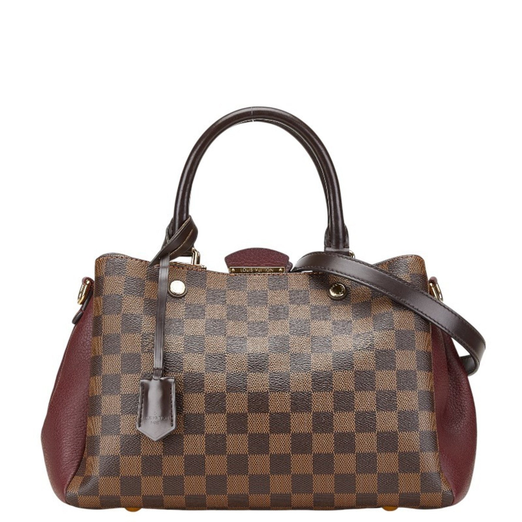 Louis Vuitton Damier Brittany Handbag Shoulder Bag Brown Wine Red PVC Leather