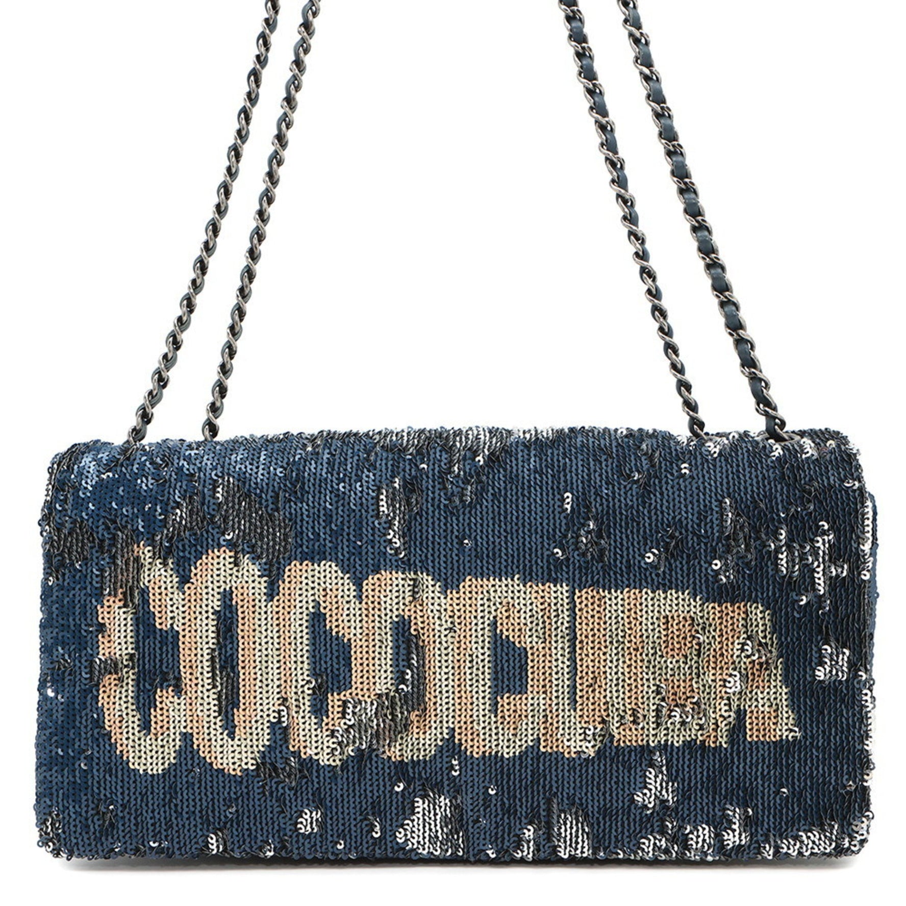 Chanel Chain Shoulder Bag Coco Cuba Sequin Leather
