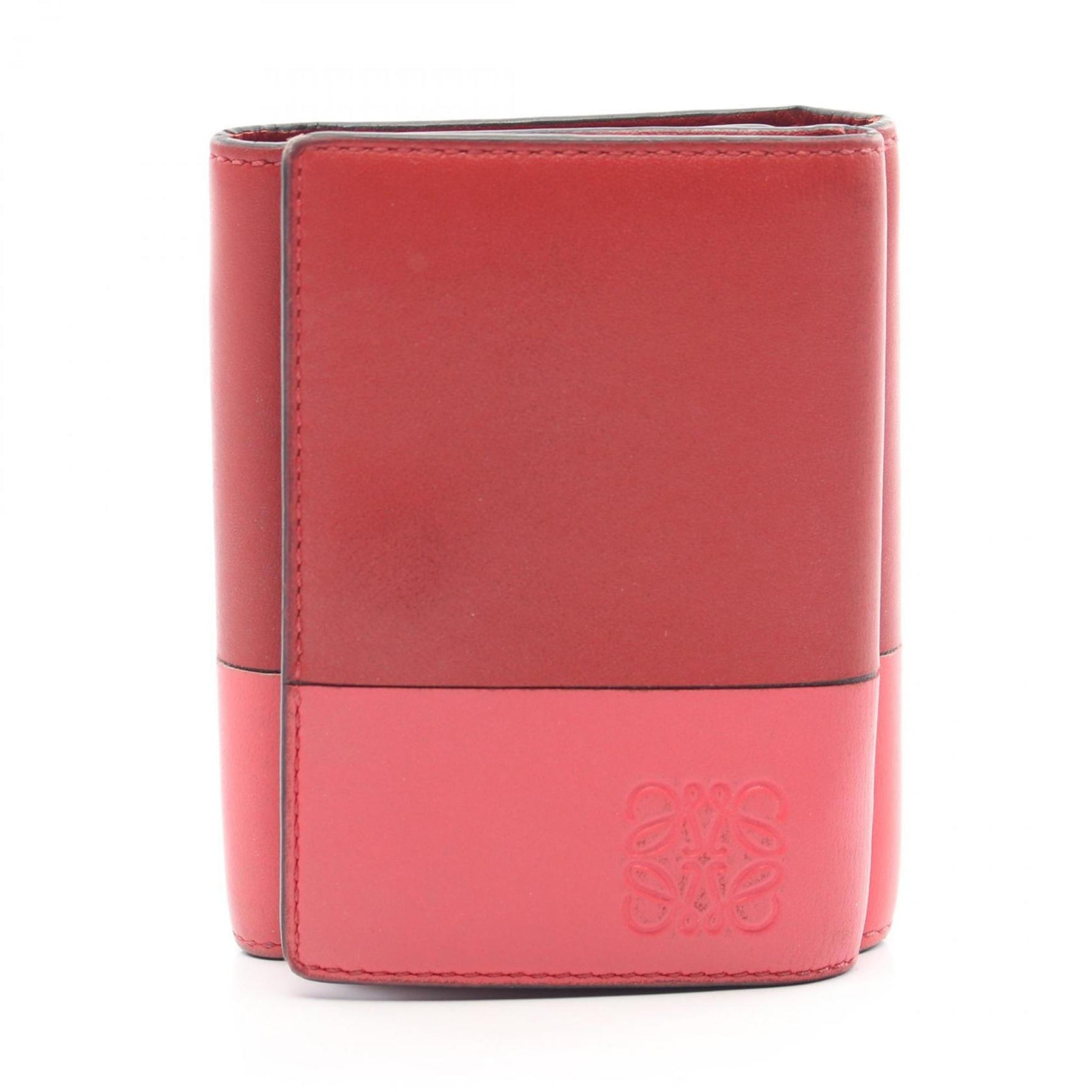 LOEWE Tri-fold Wallet Leather Pink Red