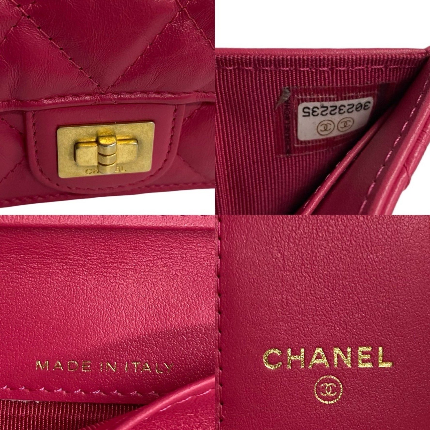 CHANEL 2.55 Lambskin Tri-fold Wallet, Mini Bill Compartment, Coin Purse